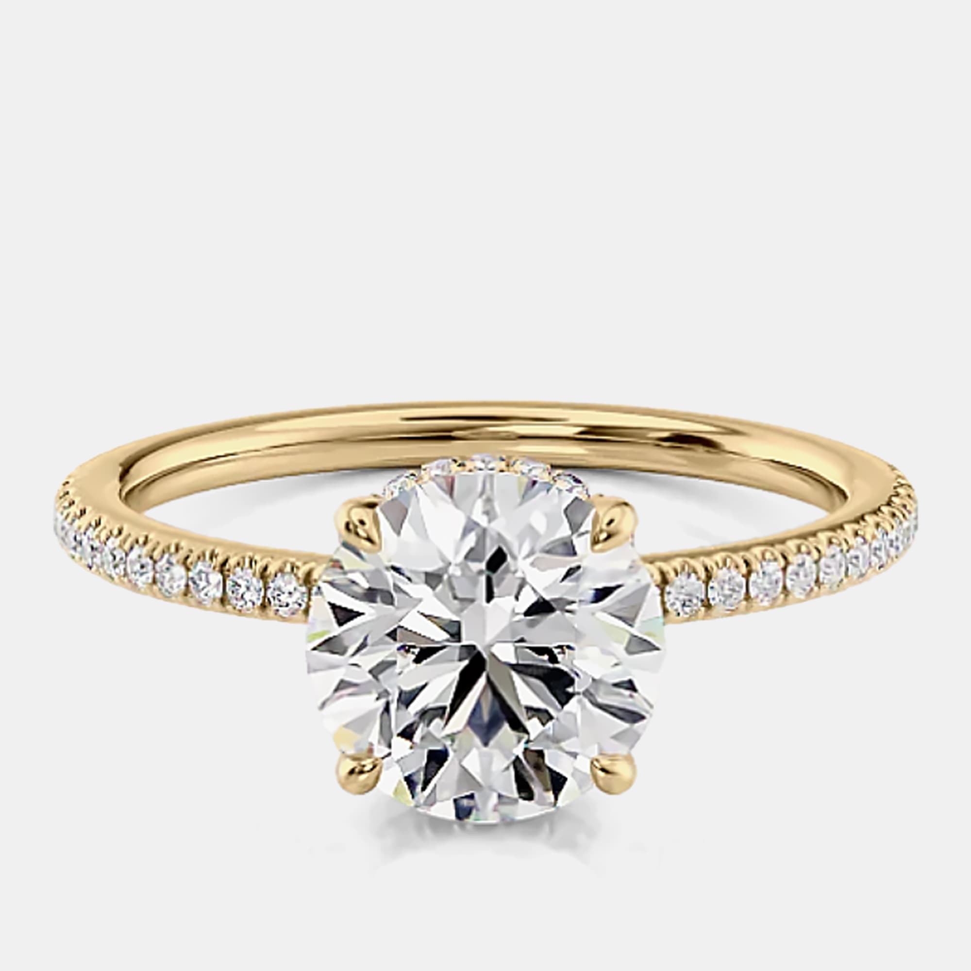 1.90 cts Round Cut Lab Grown Diamond 14k Yellow Gold Wedding Ring Size 52