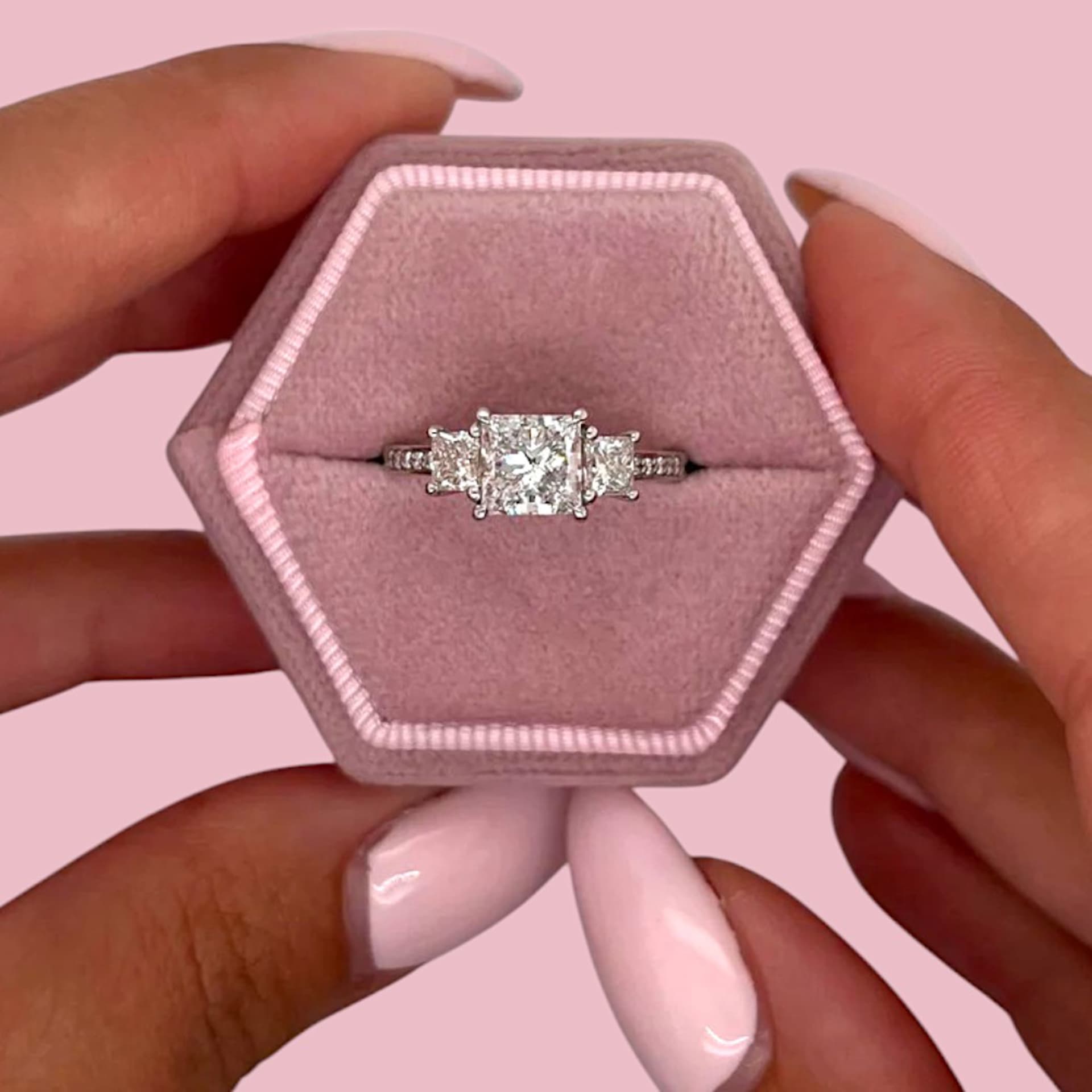 2.00 cts Princess Cut Lab Grown Diamond 14k White Gold Ring Size 6