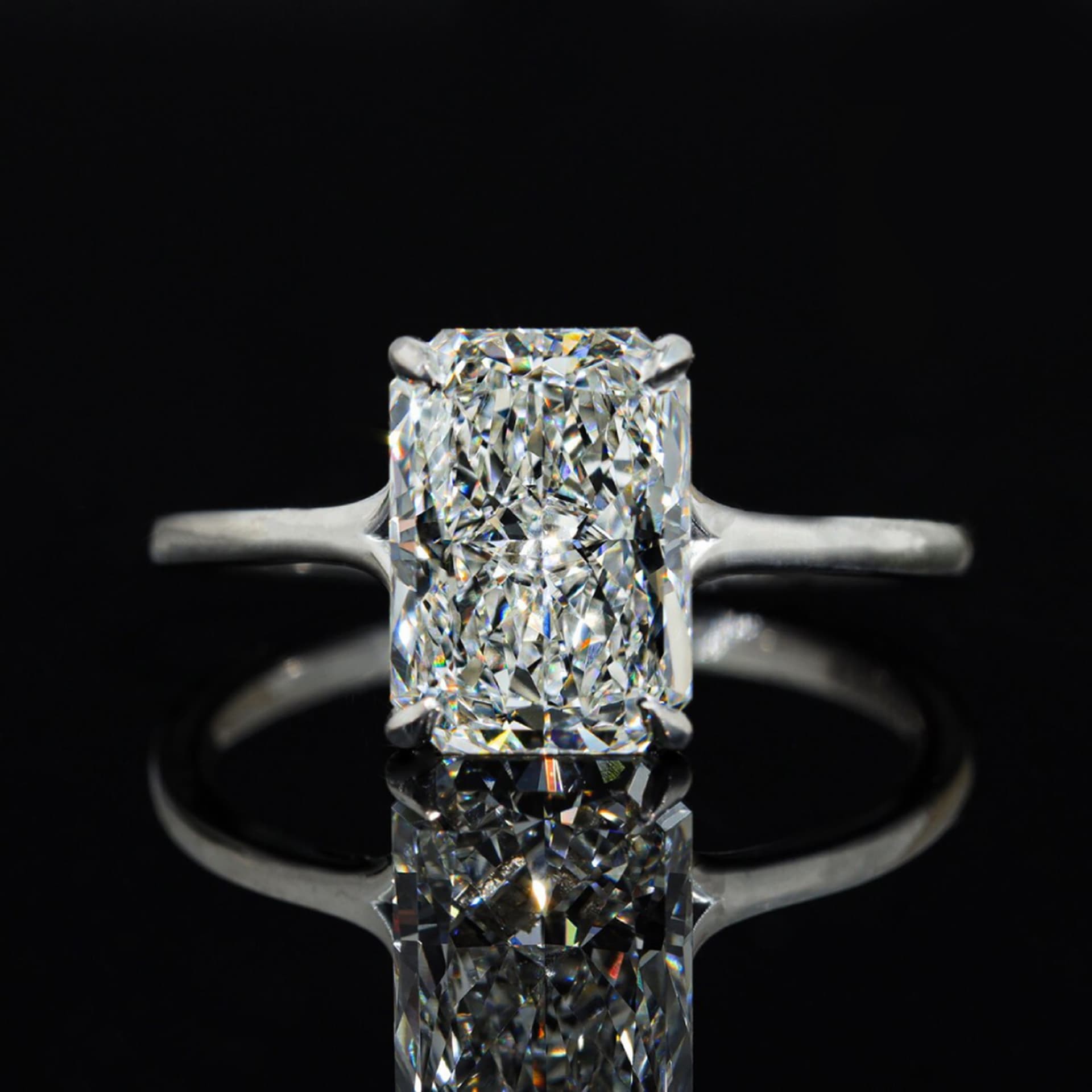 2.50 cts Radiant Lab Grown Diamond 14k White Gold Ring Size 52