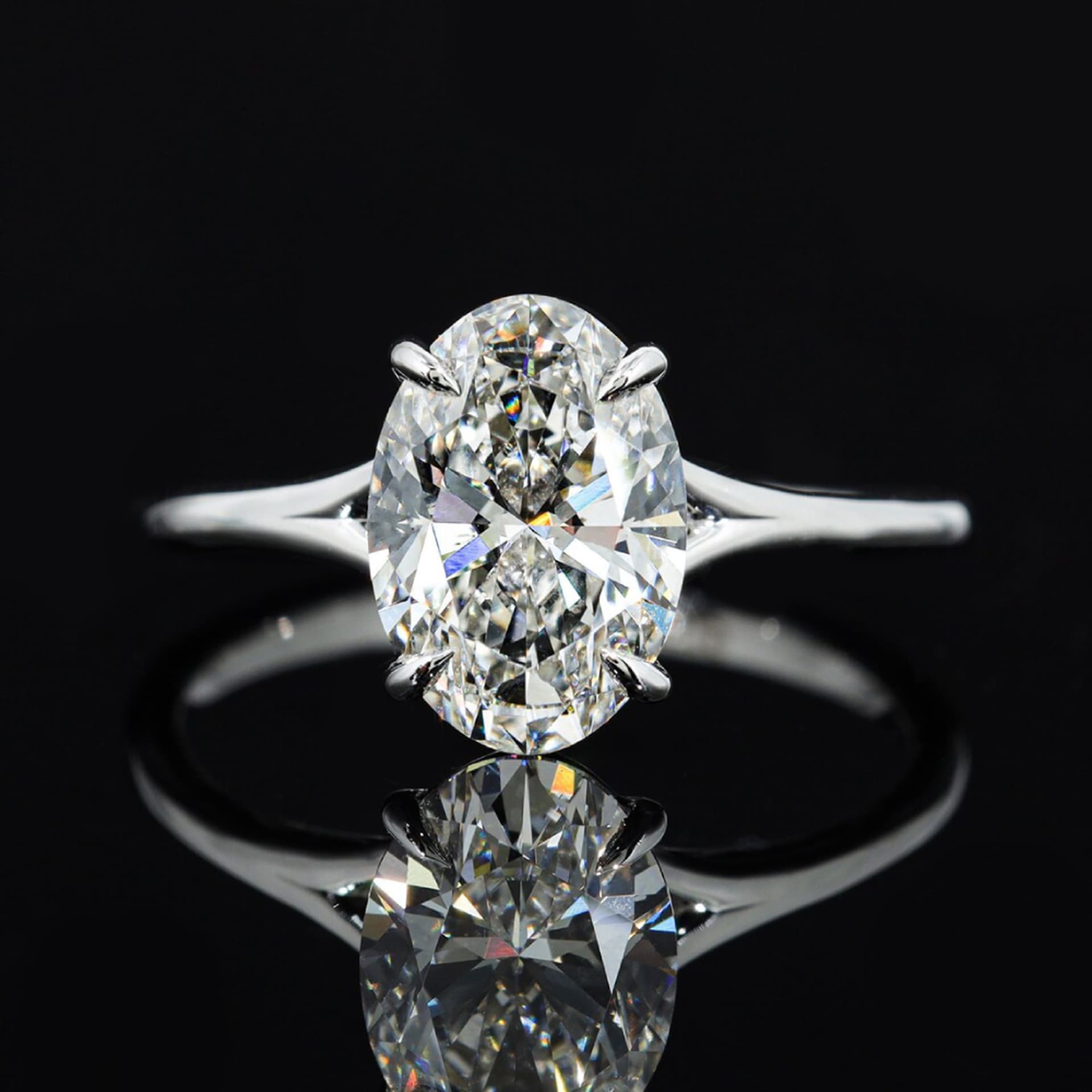 2.00 cts Oval Lab Grown Diamond 14k White Gold Engagement Ring Size 52