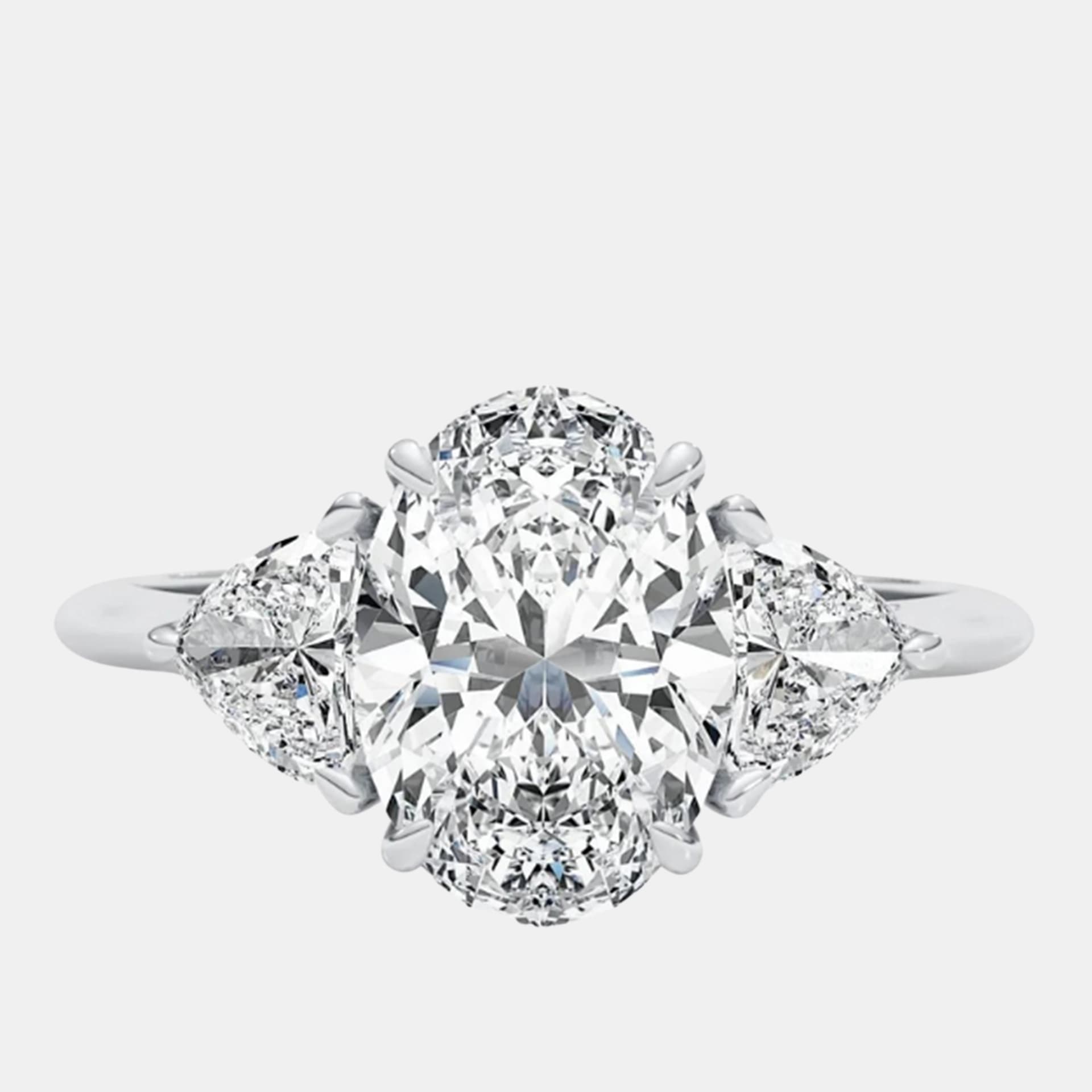 2.8 cts Oval Lab Grown 14k White Gold Wedding Diamond Ring Size 52