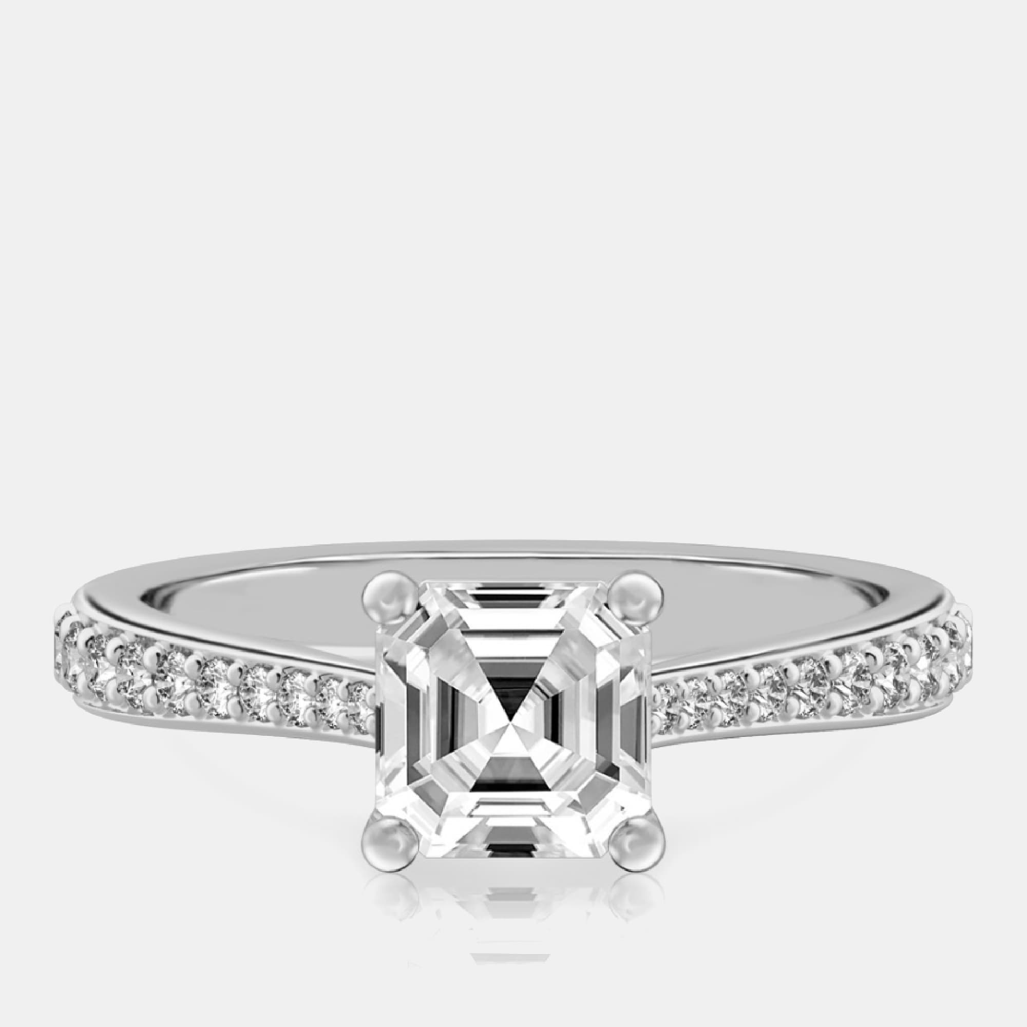 1.25 cts Asscher Lab Grown Diamond 14k White Gold Wedding Ring Size 52