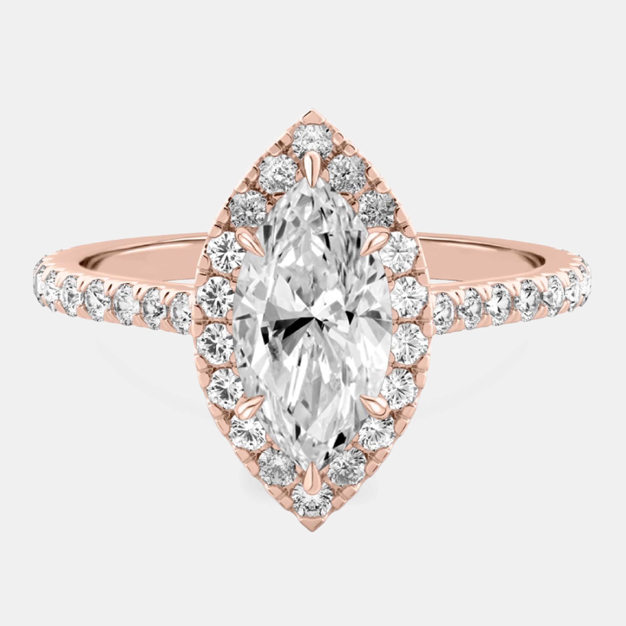 1.6 cts Marquise Lab Grown Diamond 14k Rose Gold Wedding Ring Size 52