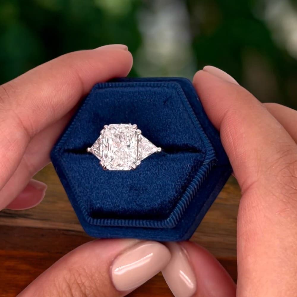 5 cts Radiant Lab Grown Diamond 14k White Gold Engagement Ring Size 52