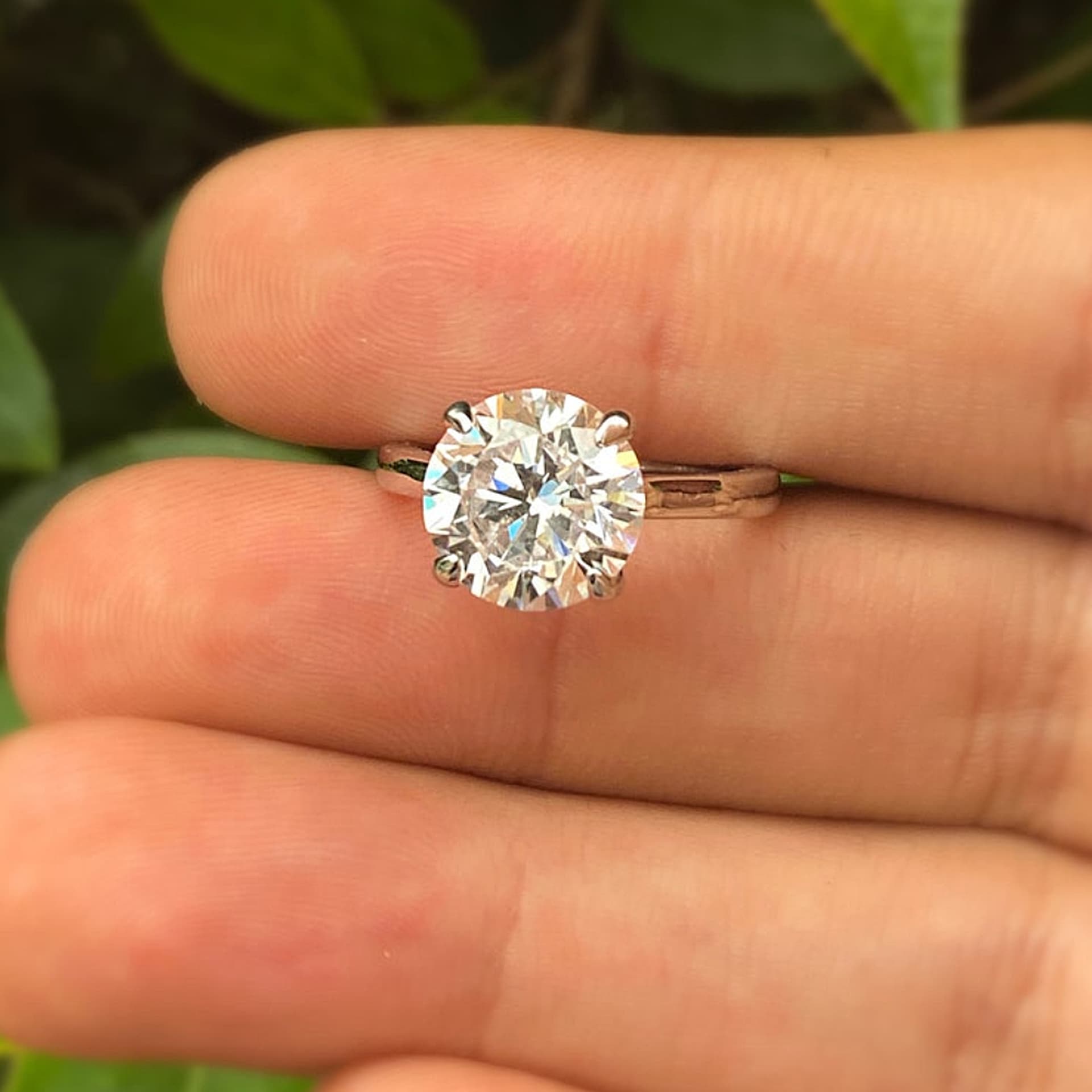 2 cts Round Lab Grown Diamond 14k White Gold Engagement Ring Size 52