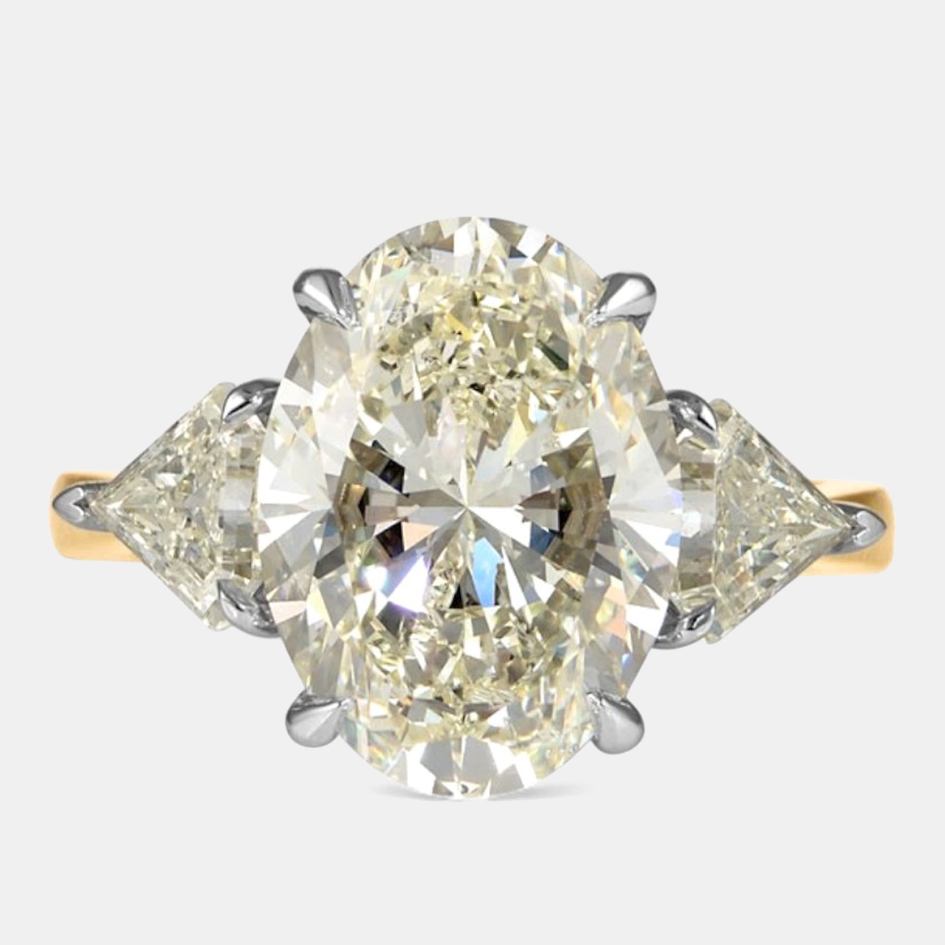 5.9 cts Oval Lab Grown Diamond 14k Multi Tone Gold Wedding Ring