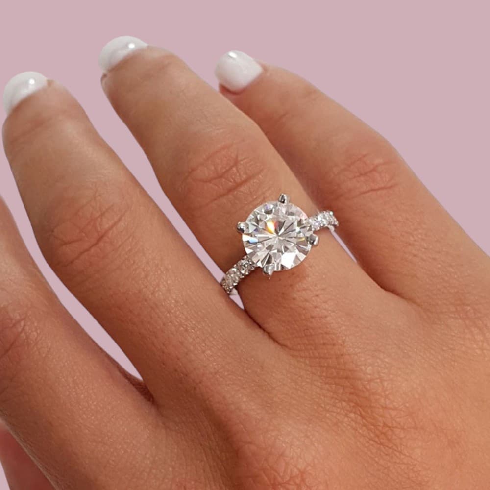 3.5 cts Round Lab Grown Diamond 14k White Gold Wedding Ring Size 52