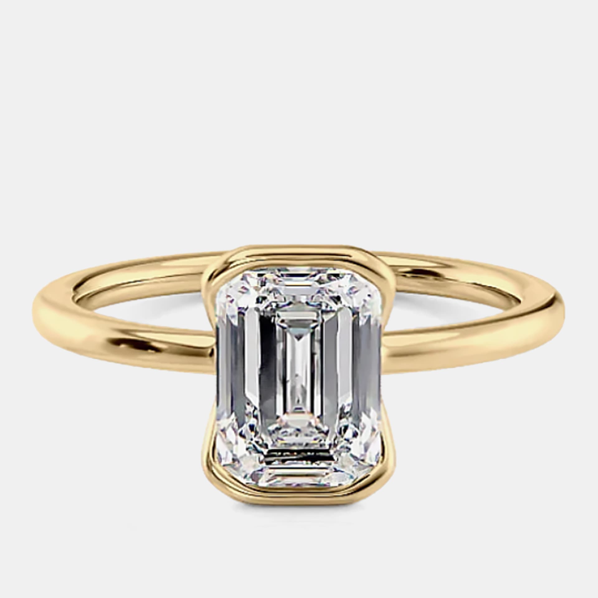 2 cts Lab Grown Emerald Diamond 18k Yellow Gold Engagement Ring Size 52