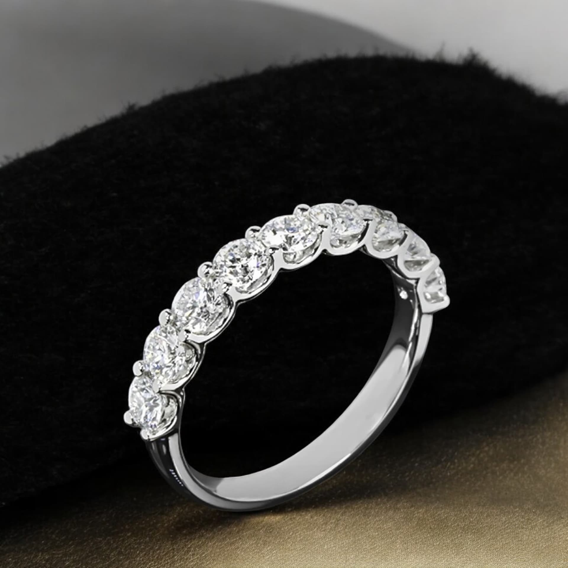 1.50 cts Round Cut Lab Grown Diamond 18k White Gold Wedding Band Size 7