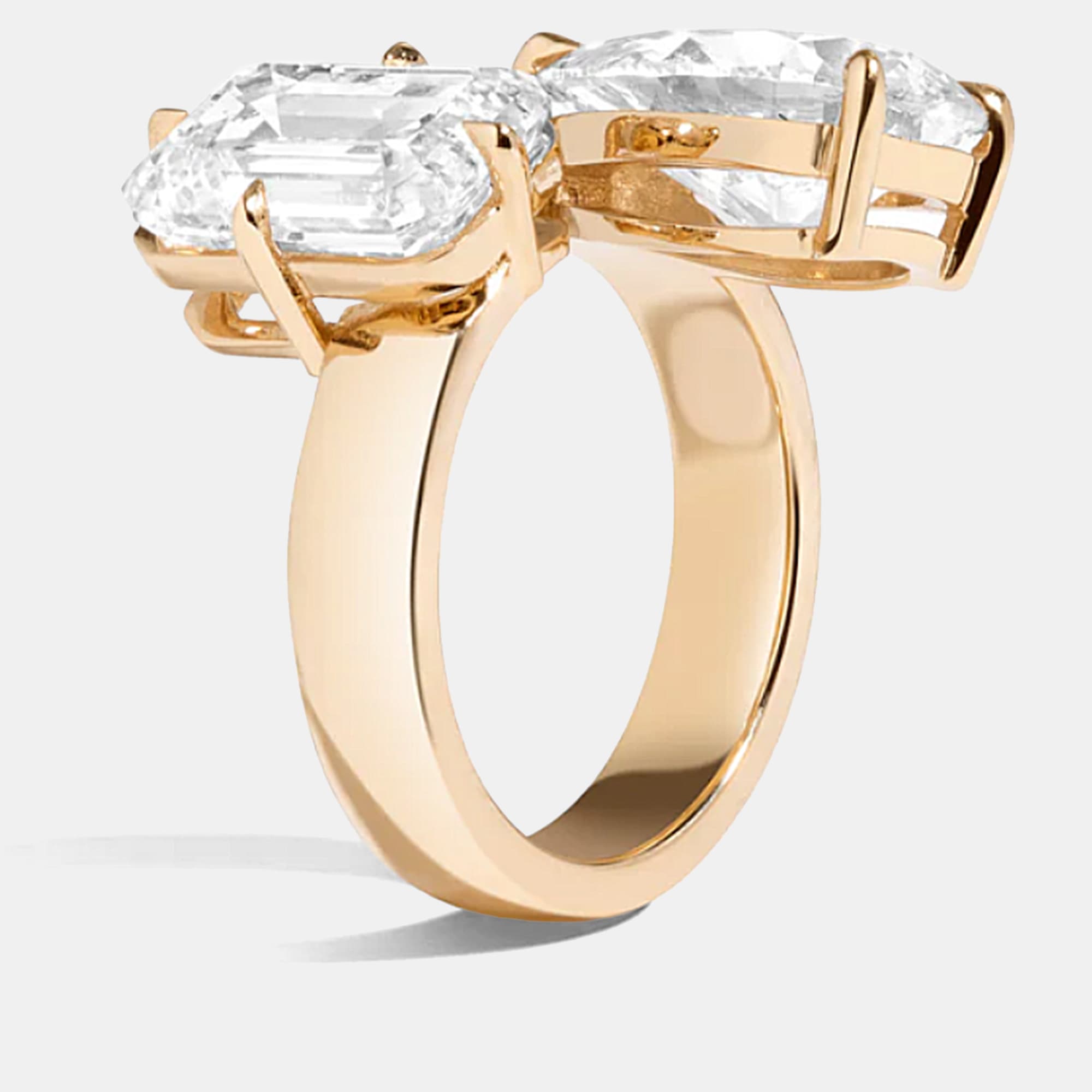 2.25 cts Pear Lab Grown Diamond 18k Yellow Gold Toi Et Moi Wedding Ring Size 52