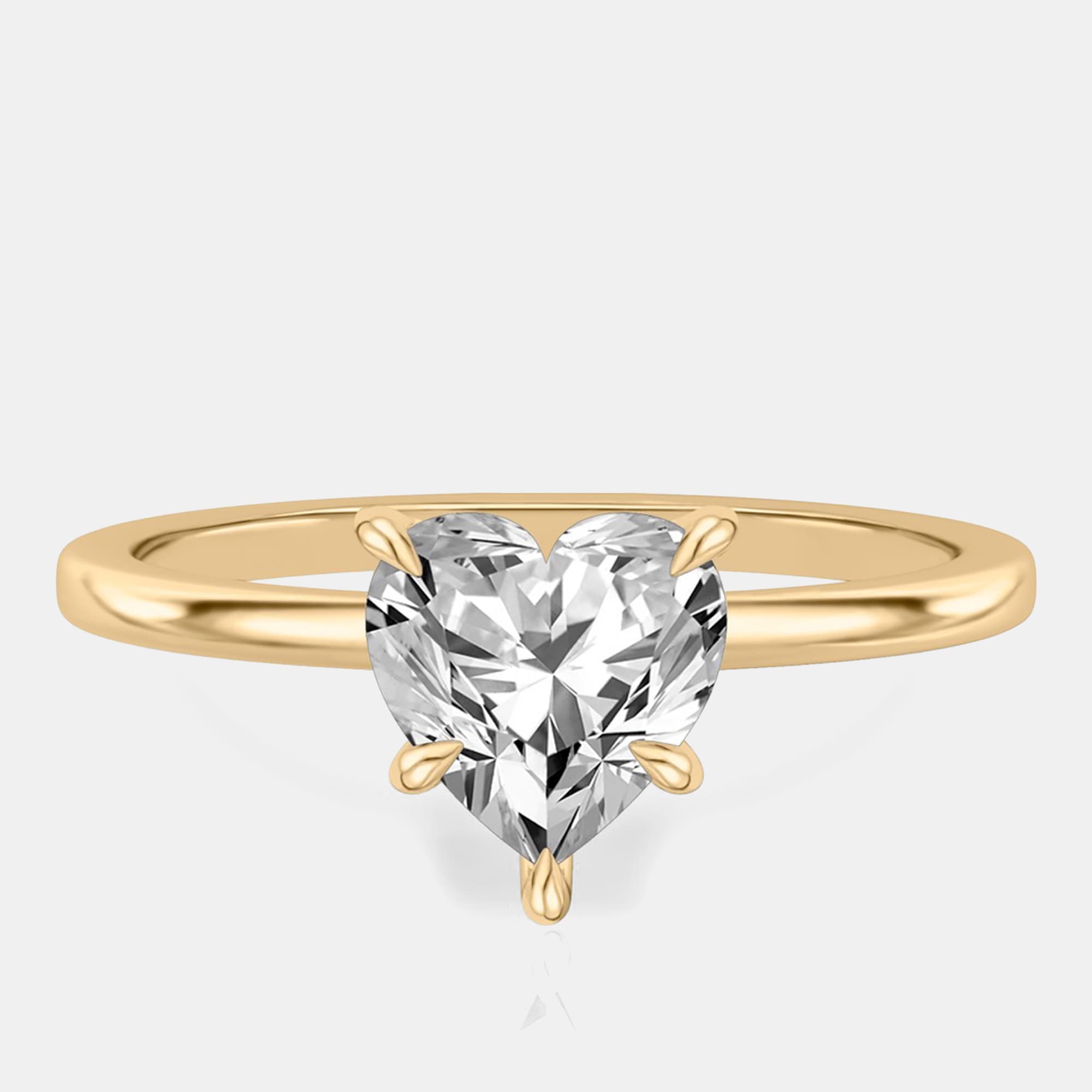 1.1 cts Heart Lab Grown Diamond 18k Yellow Gold Wedding Ring Size 52