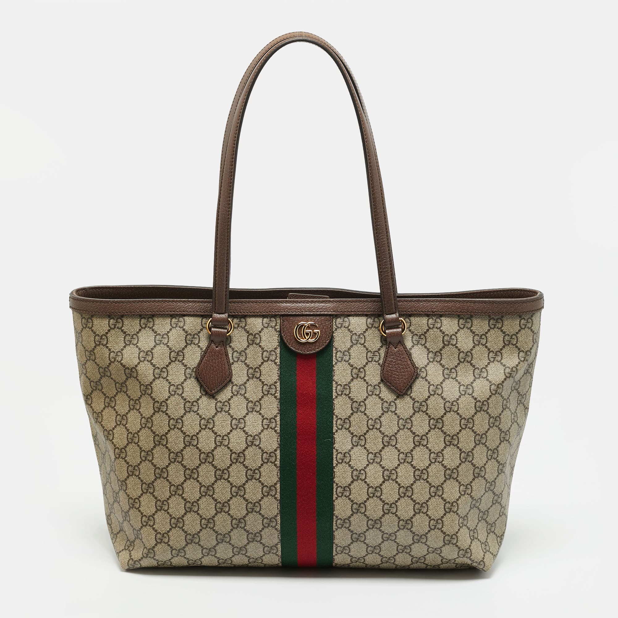 Gucci Ophidia Medium Beige/Brown GG Supreme Canvas and Leather Tote