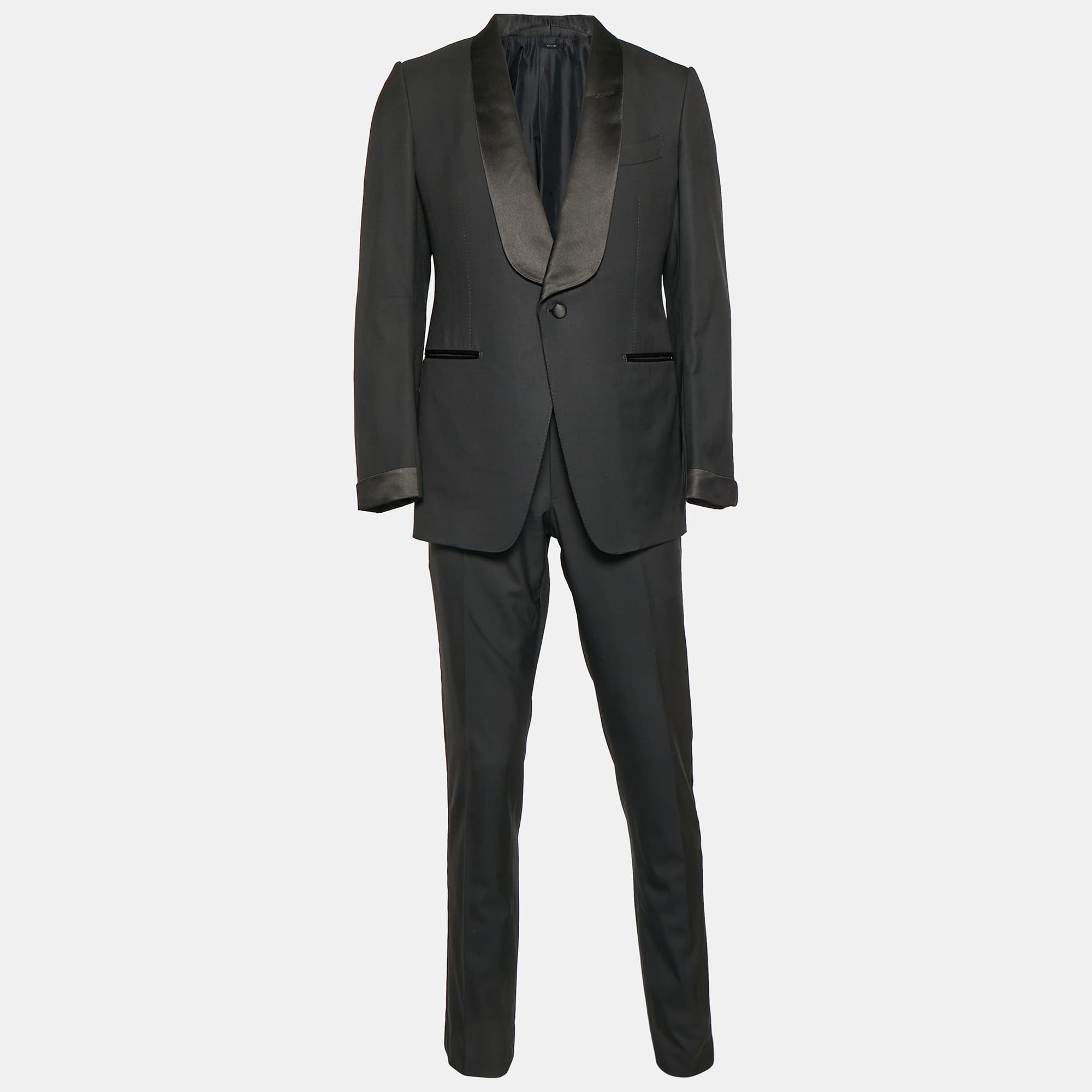 Tom Ford Black Wool Regular Fit Blazer and Pants Suit L