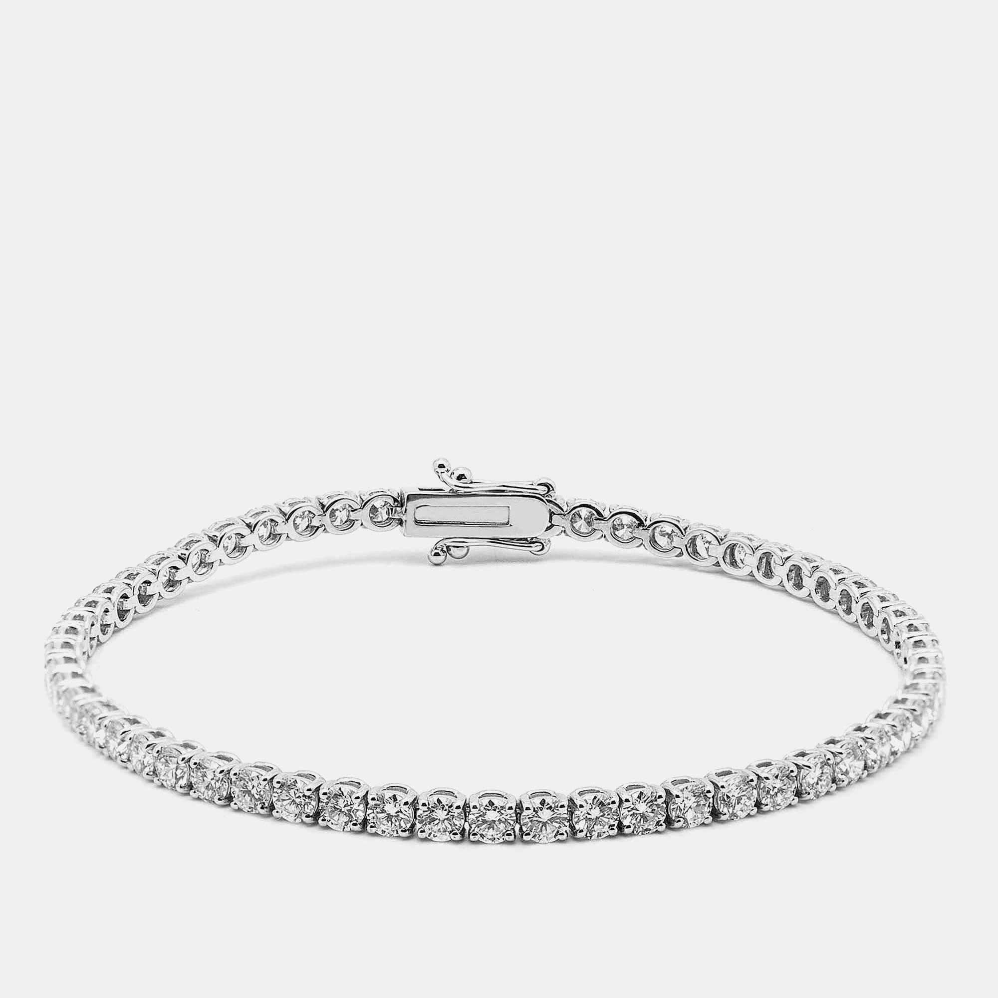 5.20 cts Round Brilliant Lab Grown Diamonds Sterling Silver 925 Tennis Bracelet