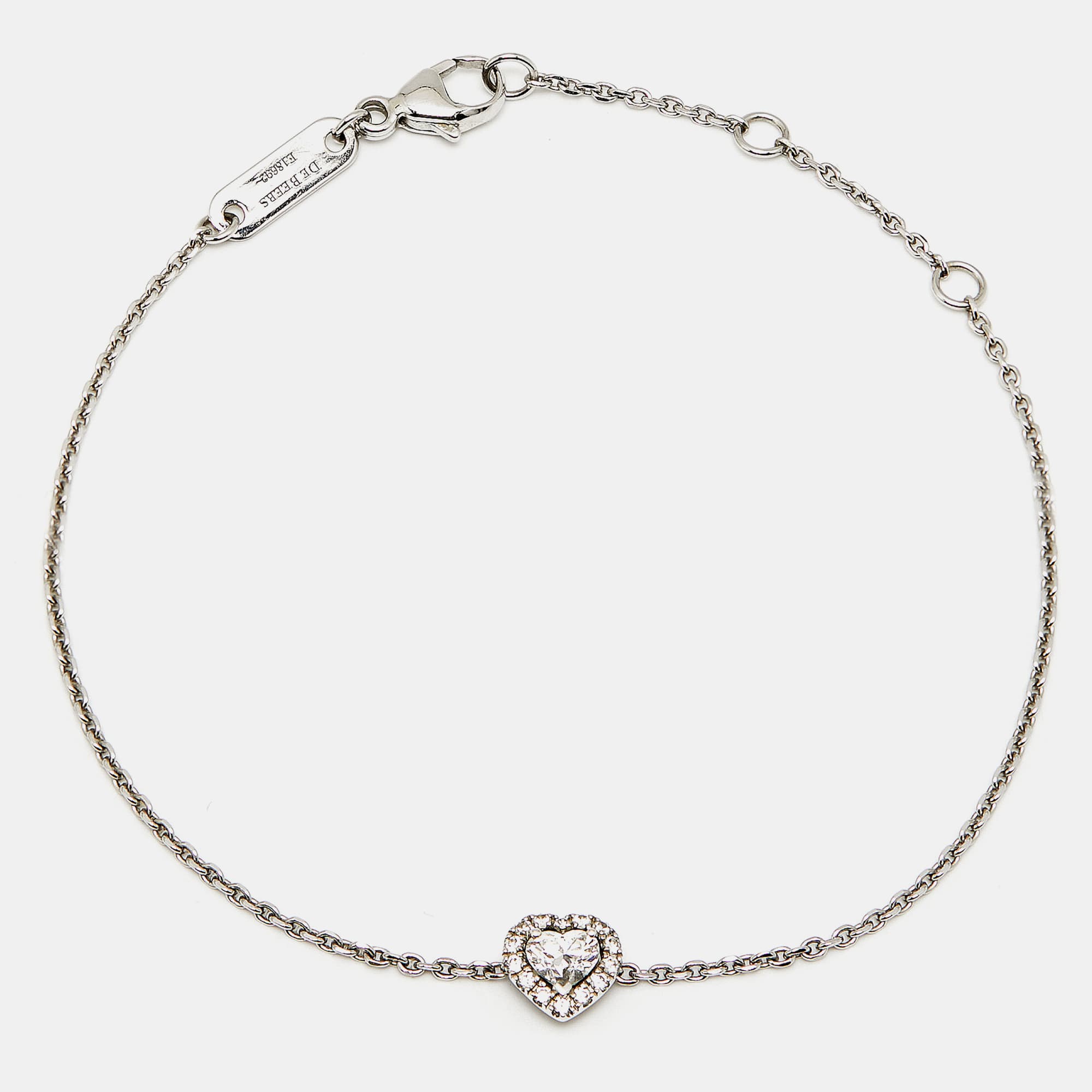 De Beers Aura Solitare Diamonds 18k White Gold Bracelet