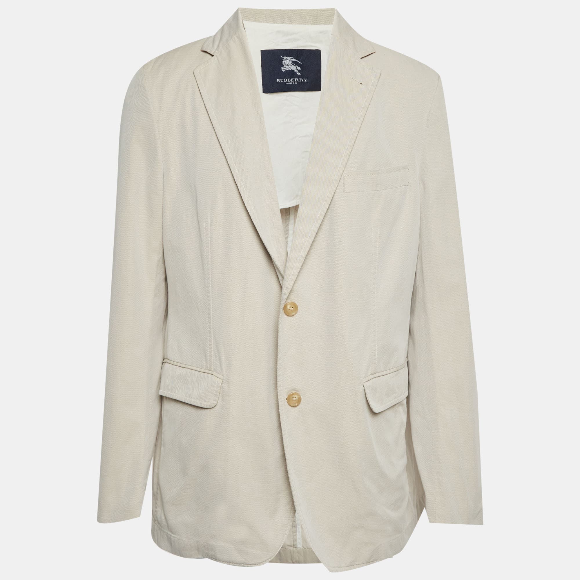 Burberry Beige Twill Regular Fit Blazer 4XL