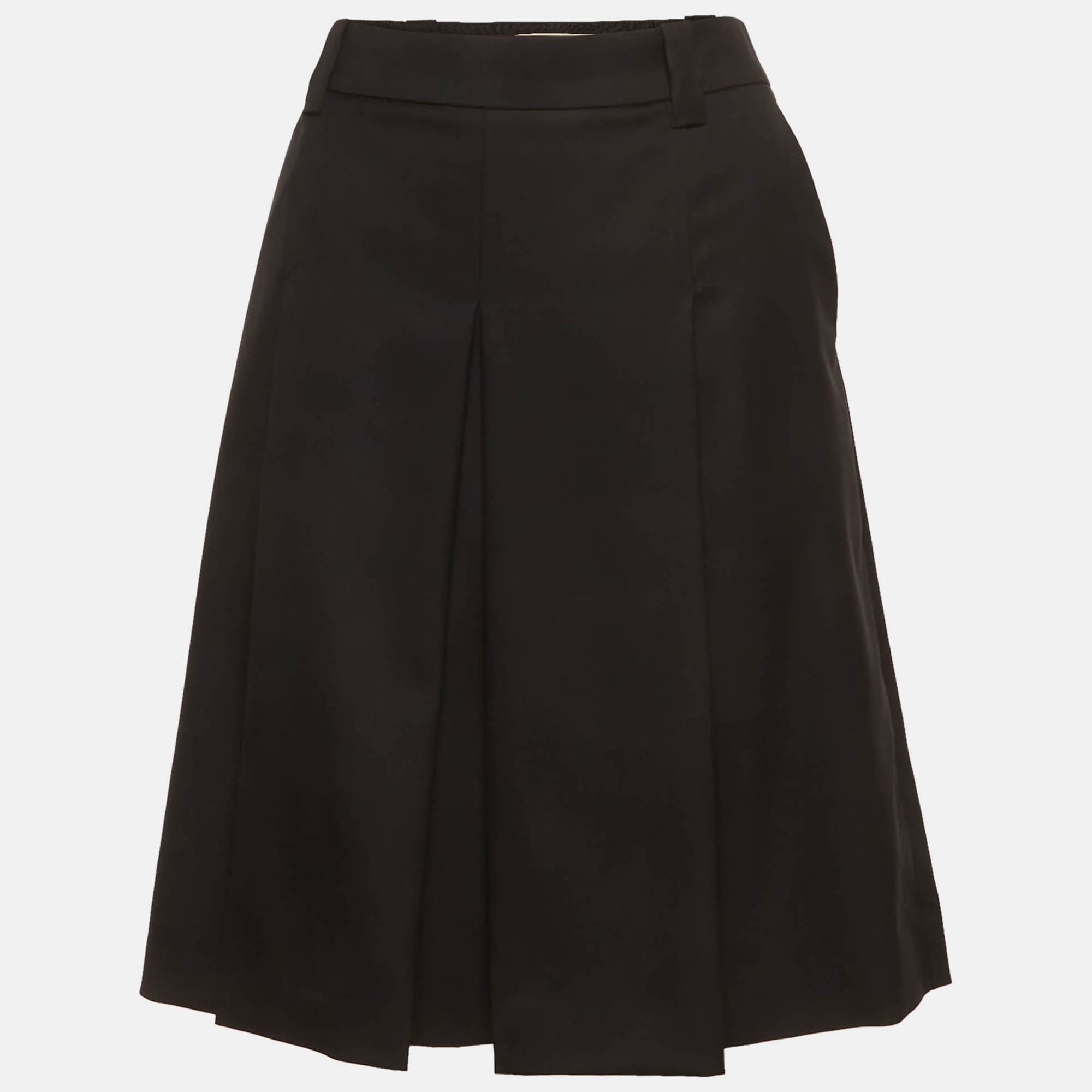Miu Miu Navy Blue Gabardine Pleated Mini Skirt S