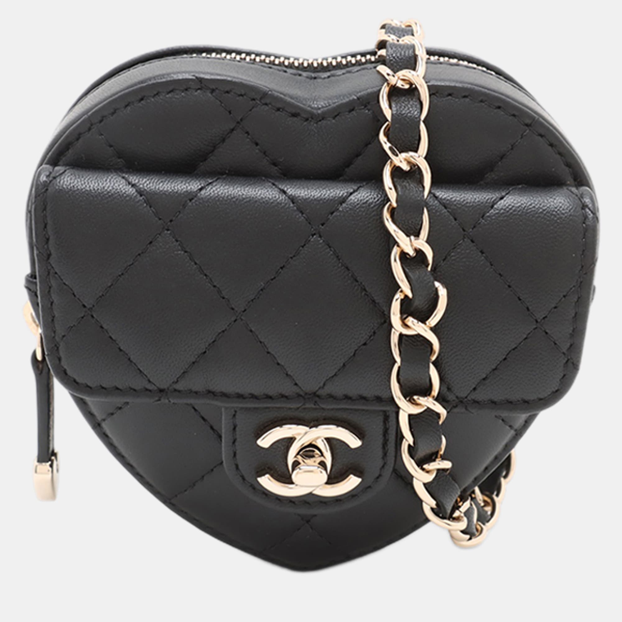 Chanel Black Mini Lambskin CC in Love Heart Belt Bag