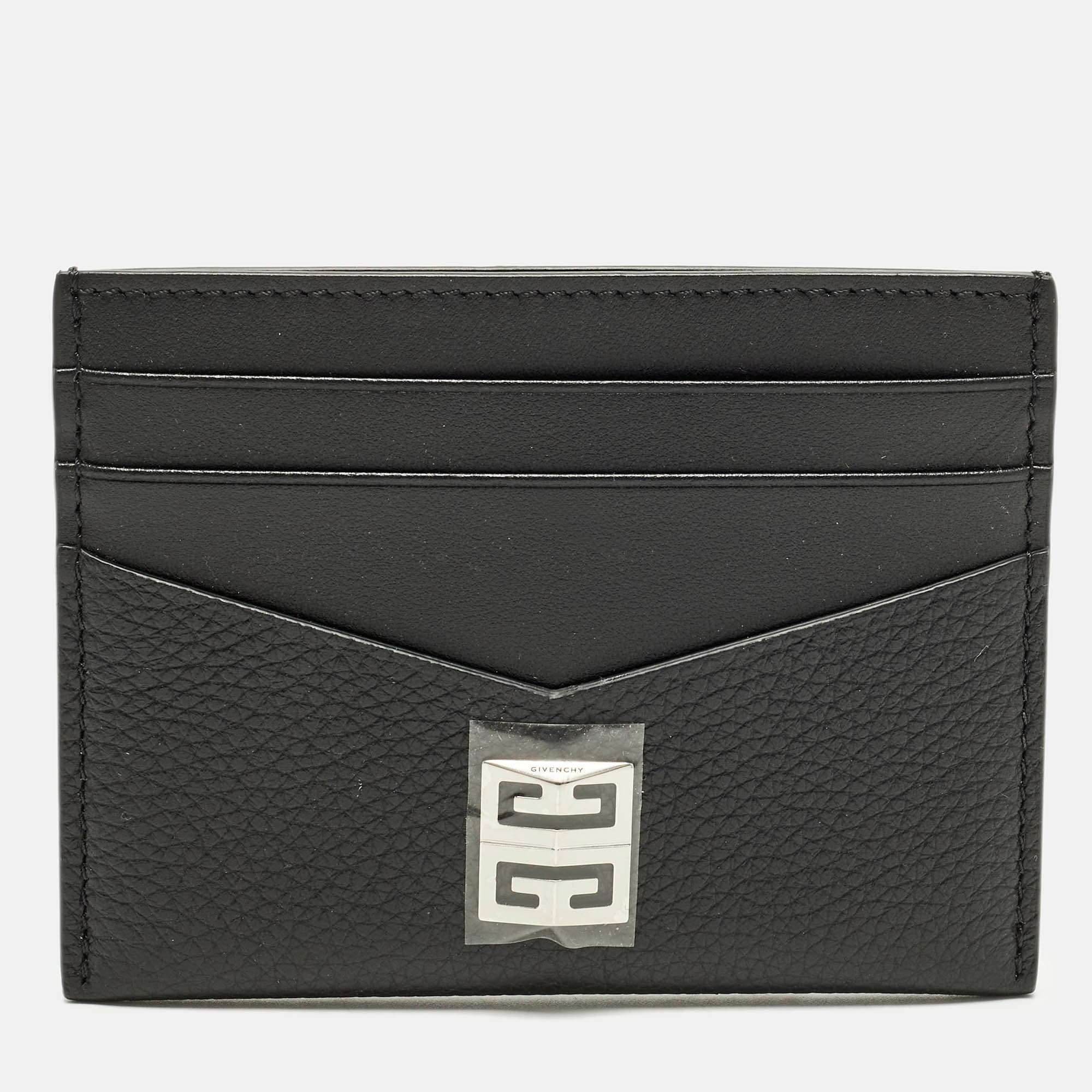 Givenchy Logo Plaque Black Leather Card Holder