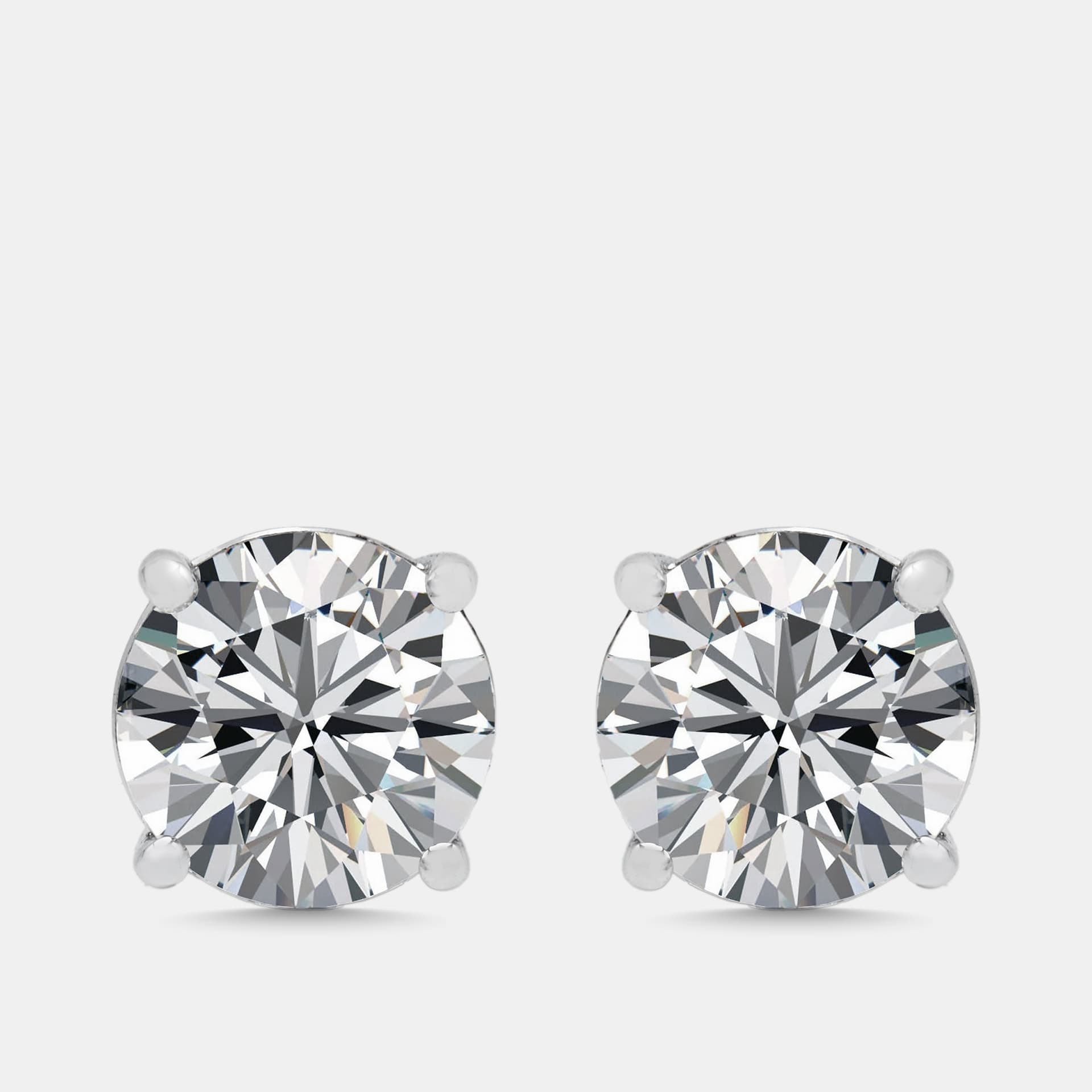 6 cts Round Lab Grown Diamonds 18k White Gold Stud Earrings