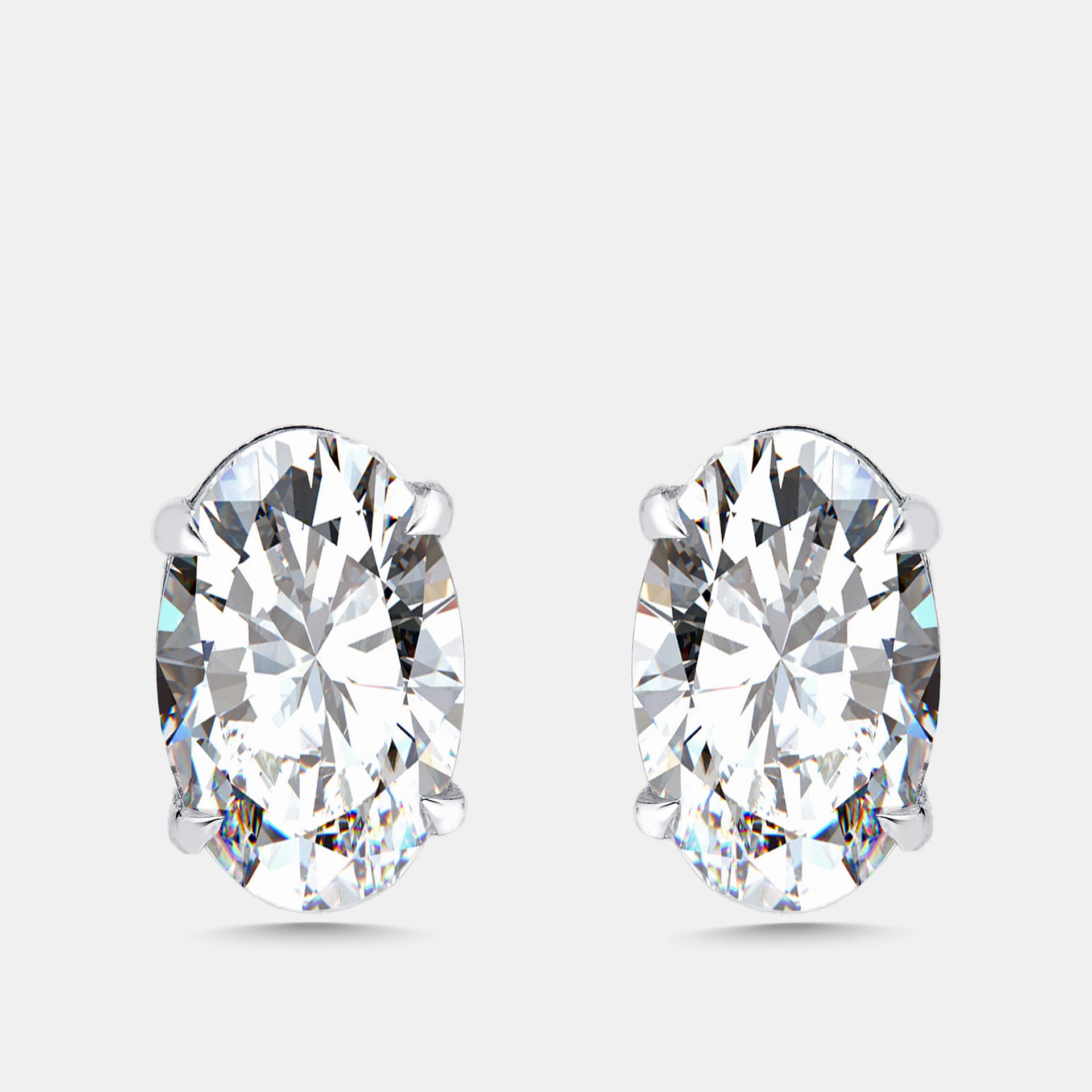 3 cts Oval Lab Grown Diamonds 18k White Gold Earrings
