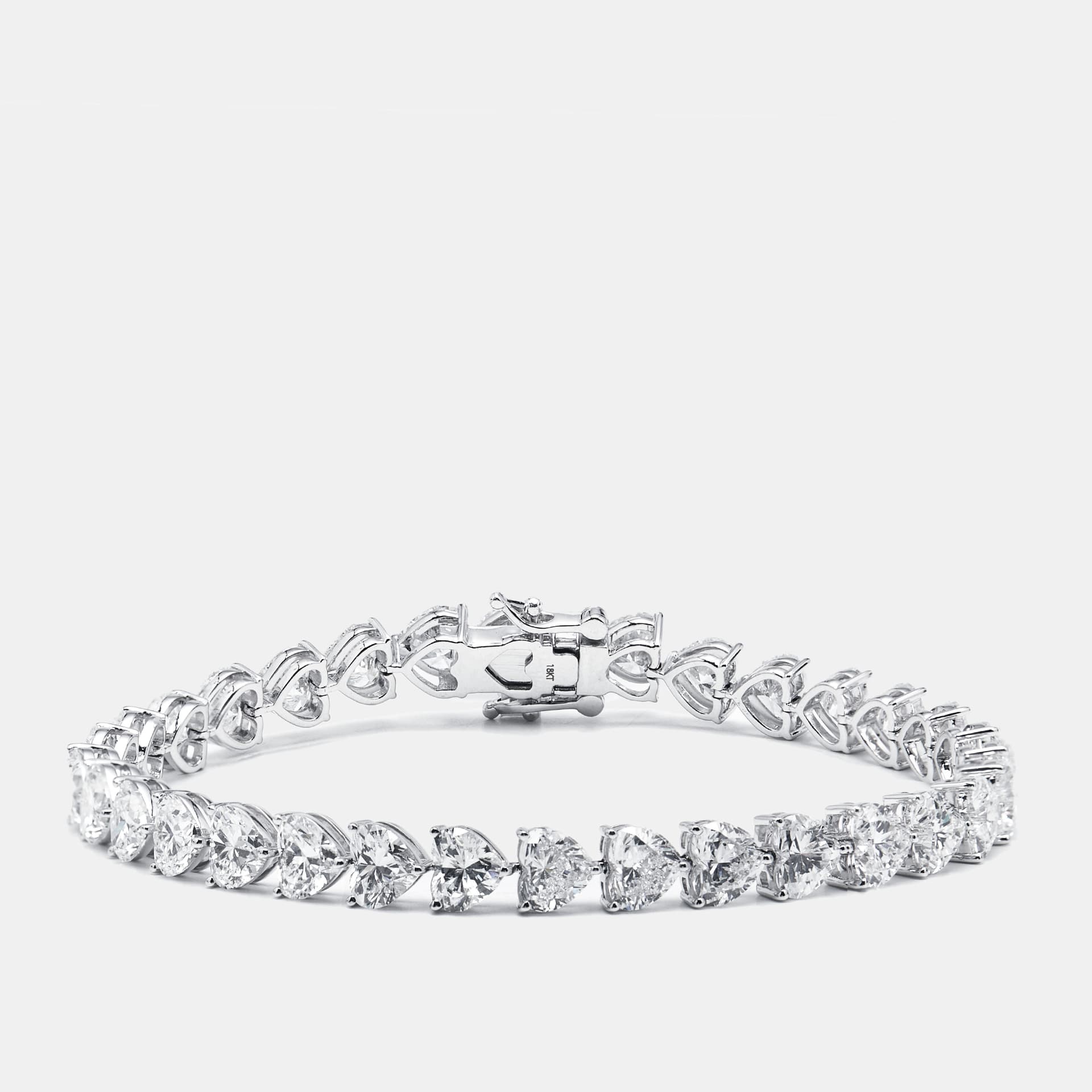 16 cts Heart Lab Grown Diamonds 18k White Gold Bracelet