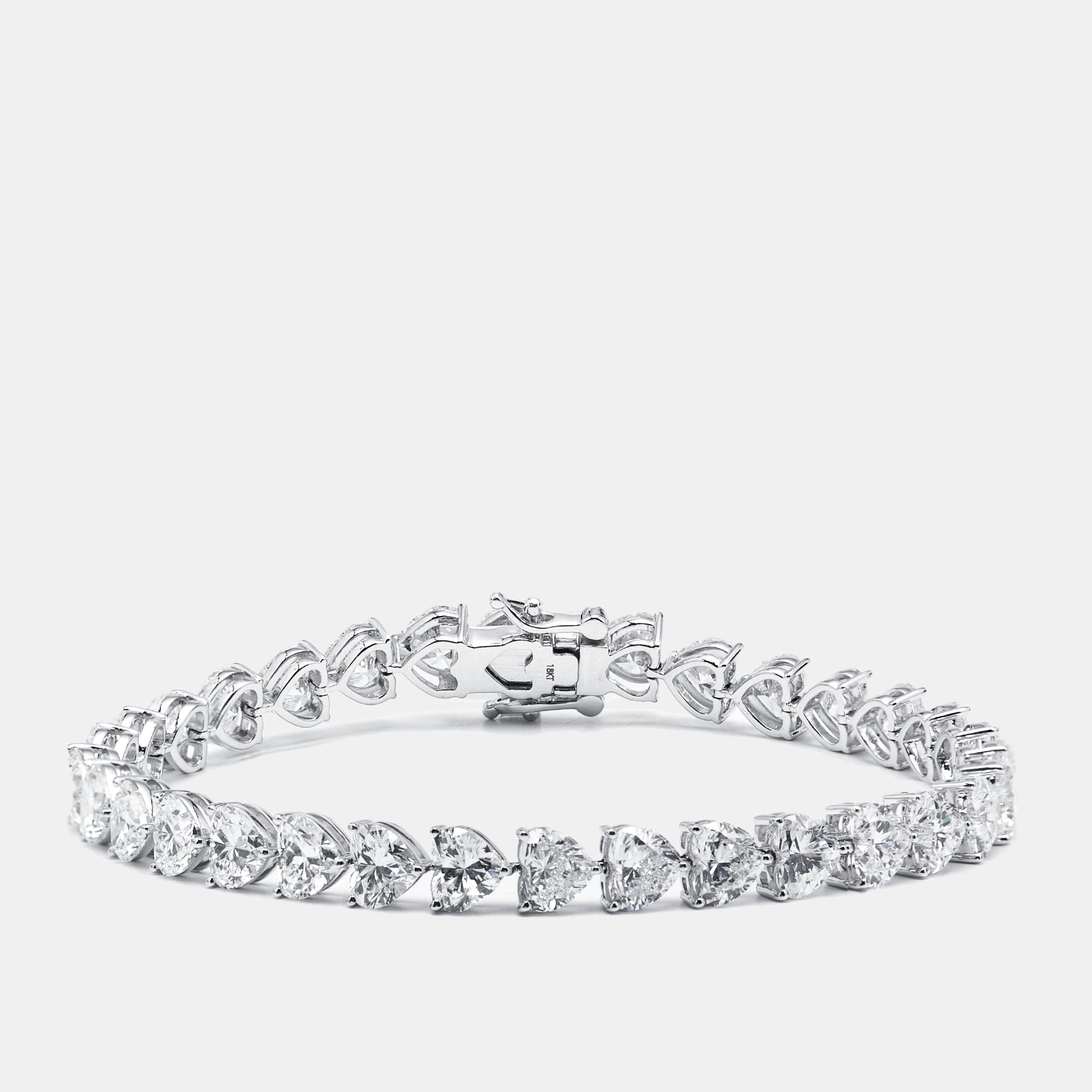16 cts Heart Lab Grown Diamonds 18k White Gold Bracelet