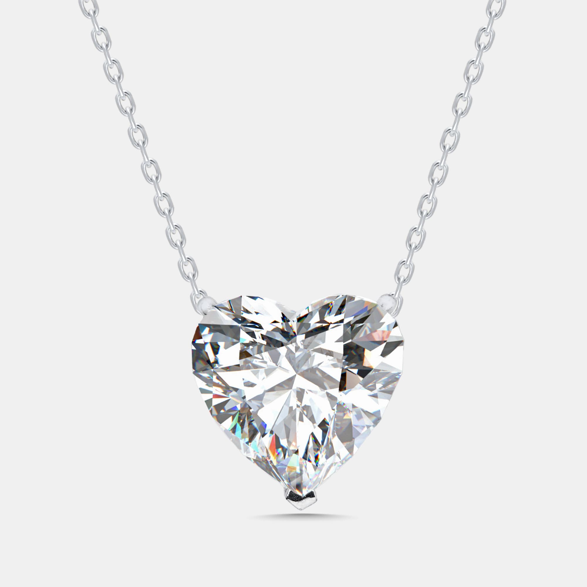 7.5 cts Heart Lab Grown Diamond 18k White Gold Pendant Necklace