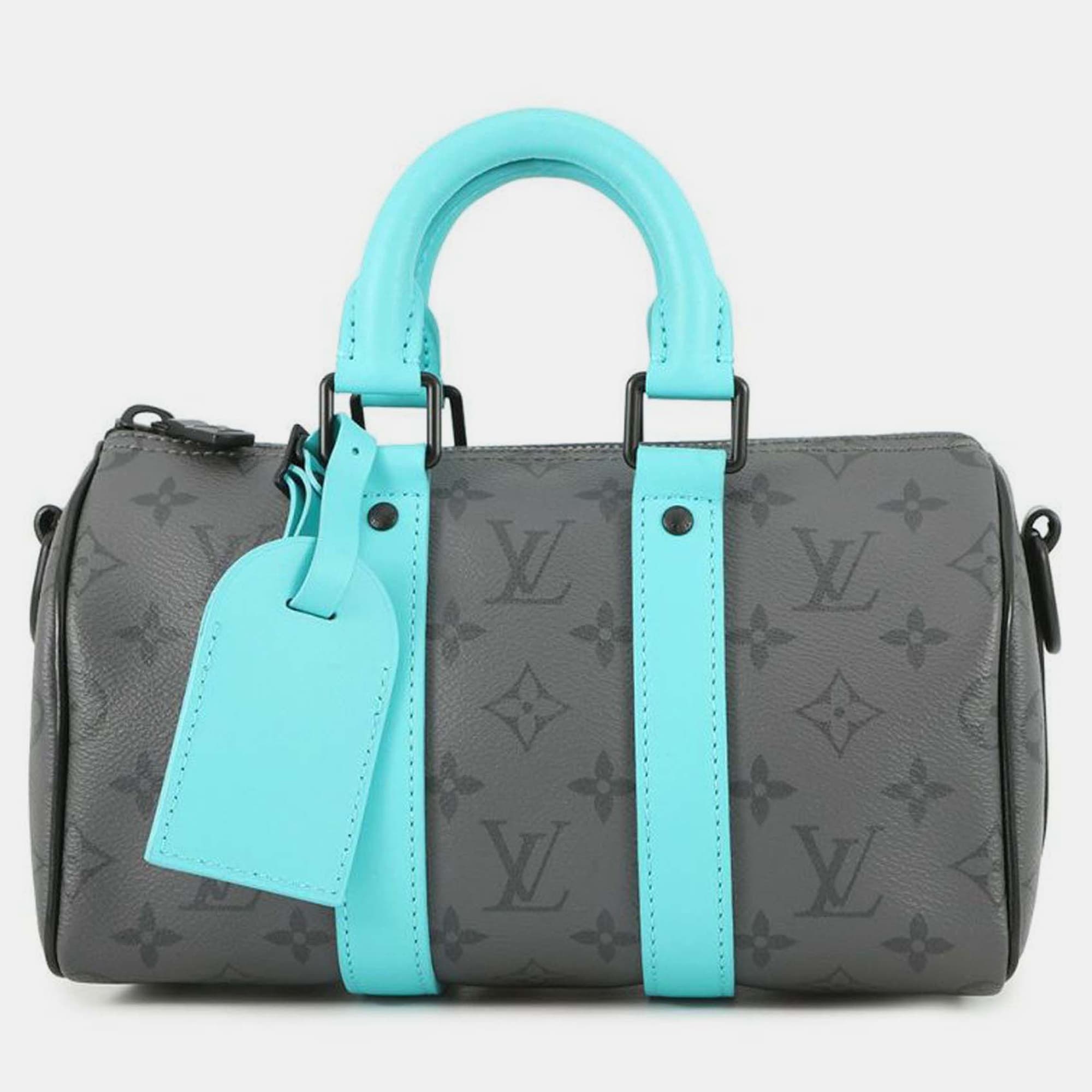 Louis Vuitton Blue Grey Monogram Eclipse Reverse Keepall 25