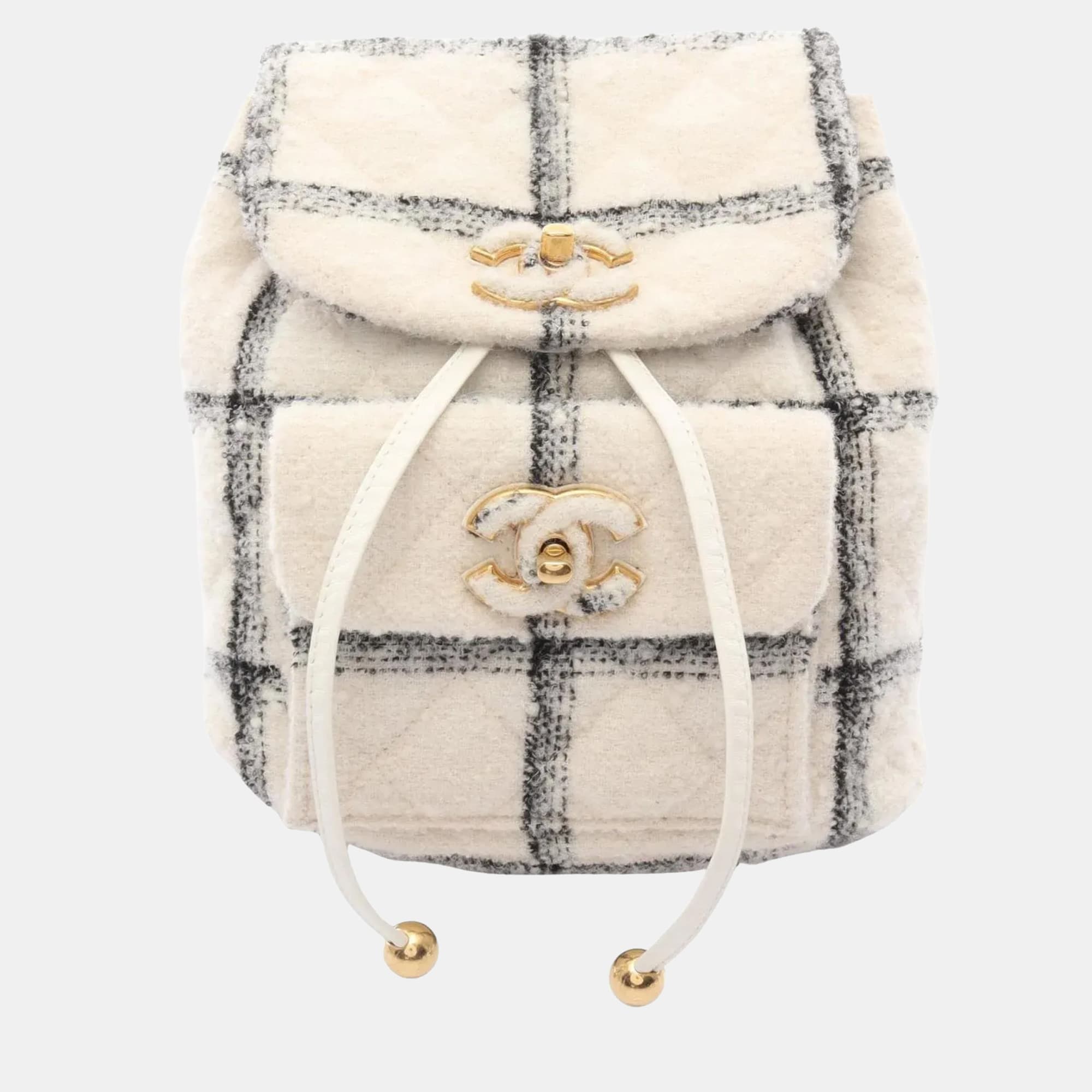 Chanel Duma White/Black Wool Backpack