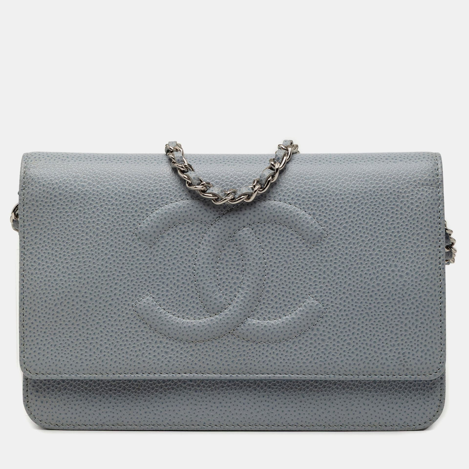 Chanel Wallet on Chain Gray Caviar Leather Shoulder Bag