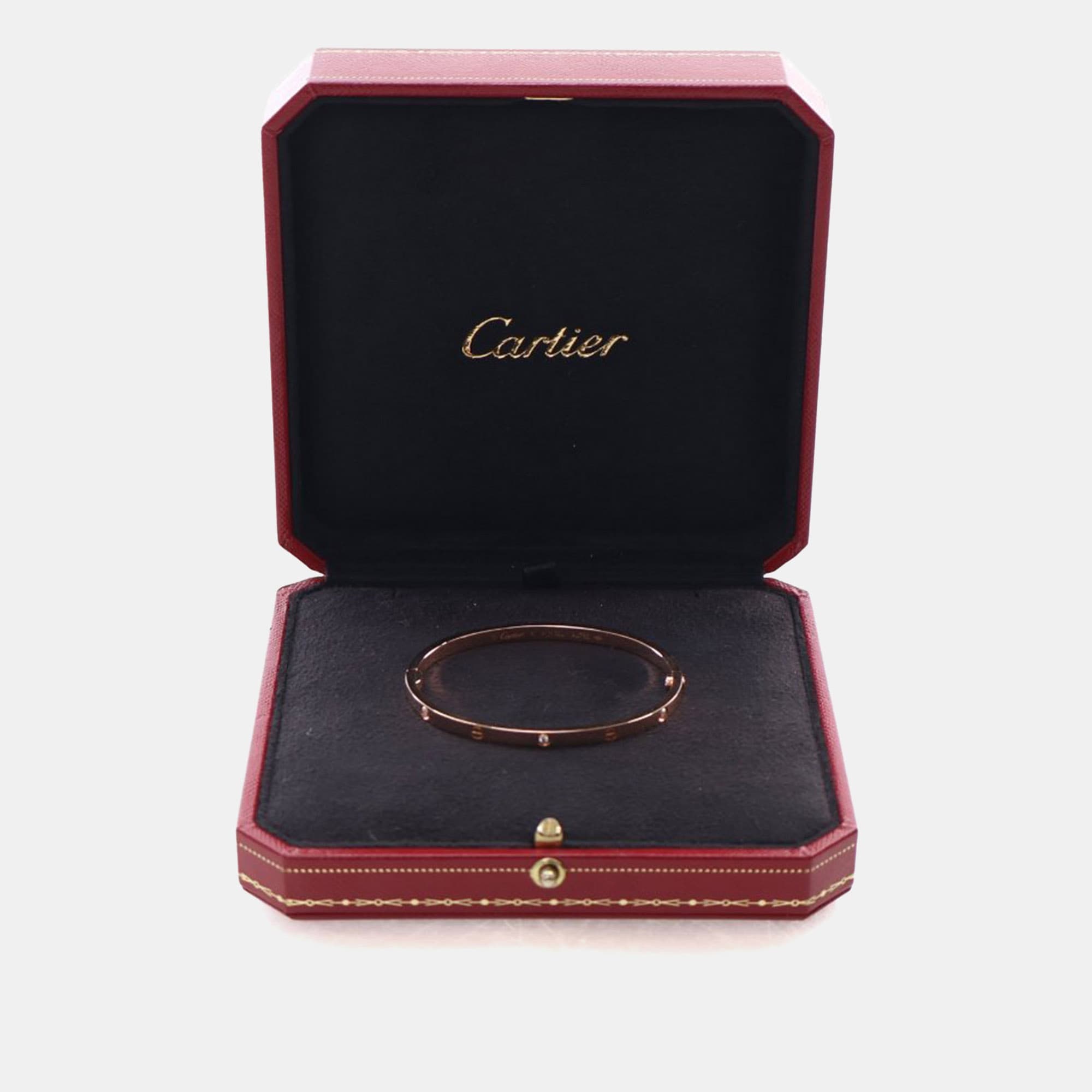 Cartier Love Classic Small Model 6 Diamond 18k Gold Bracelet 16