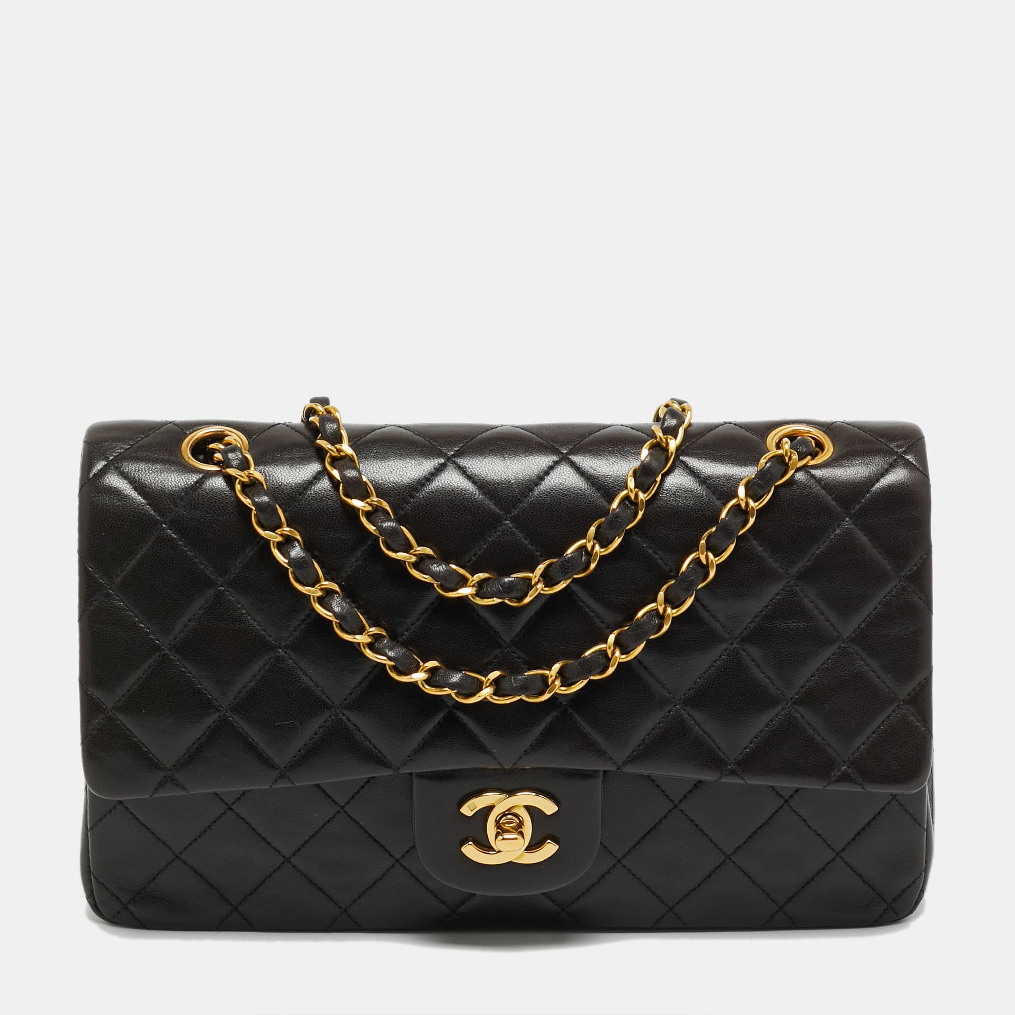Chanel Classic Double Flap Medium Black Quilted Leather Bag
