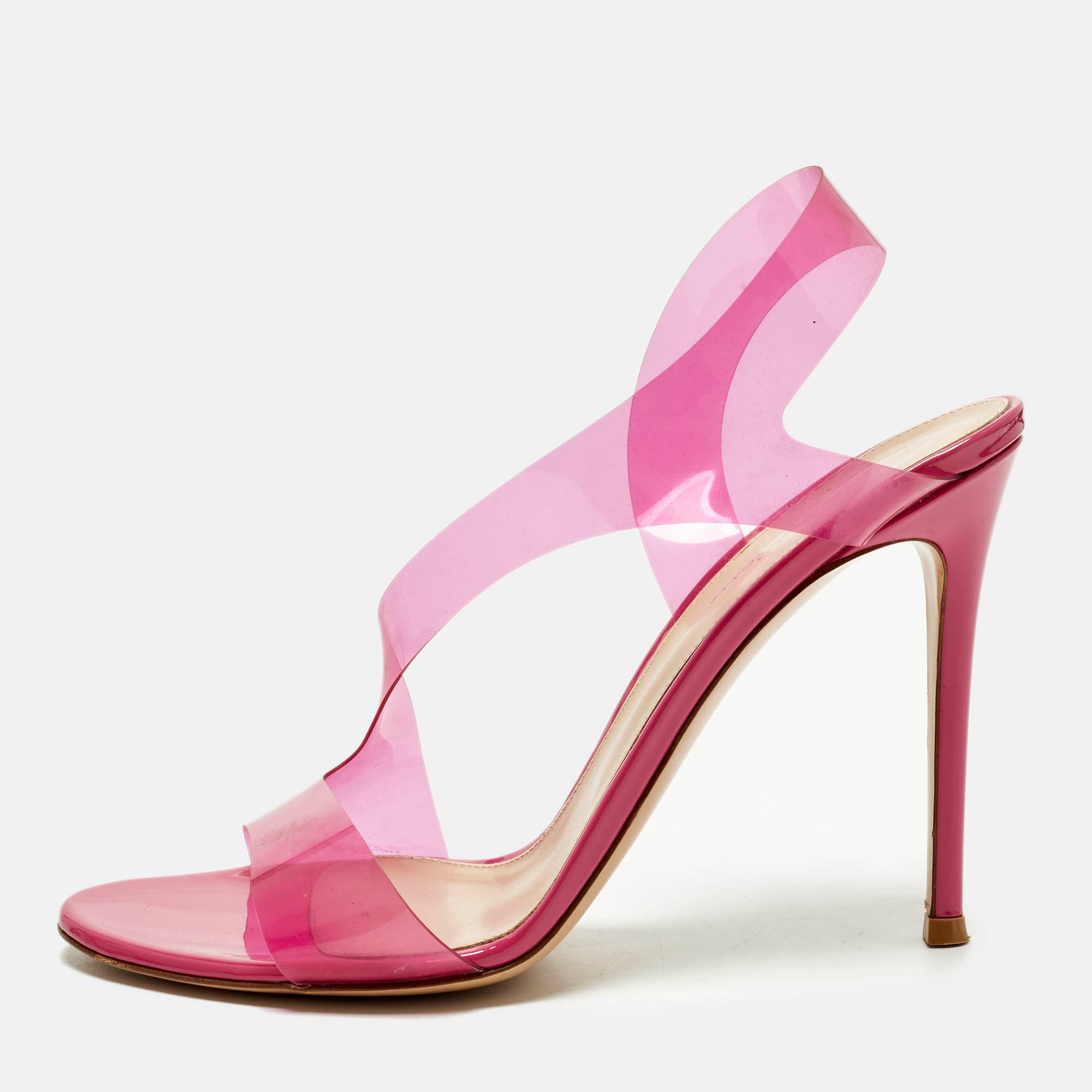 Gianvito Rossi Metropolis Size 40.5 Purple PVC Ankle Strap Sandals