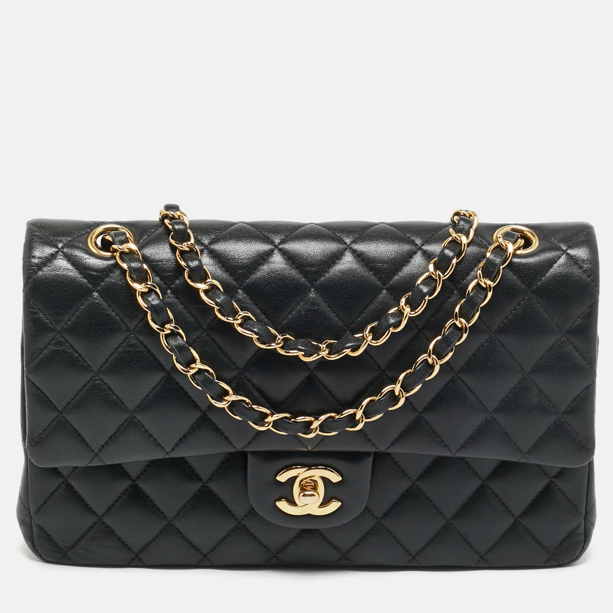 Chanel Classic Double Flap Medium Black Quilted Leather Bag