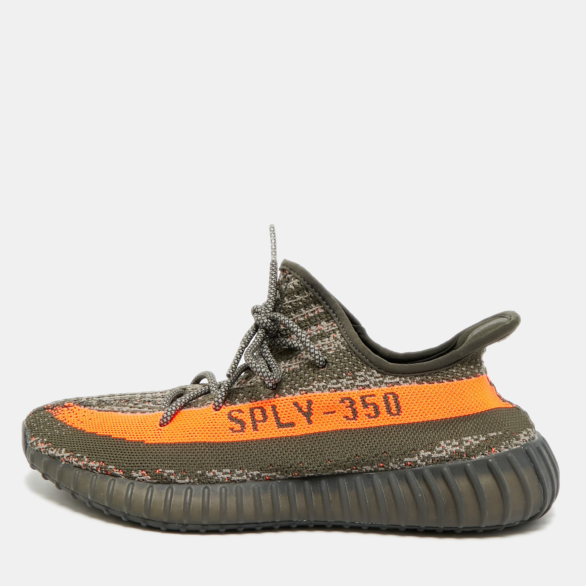 Yeezy x Adidas Boost 350 V2 Beluga Size 43.5 Grey/Orange Knit Fabric Lace Up Sneakers