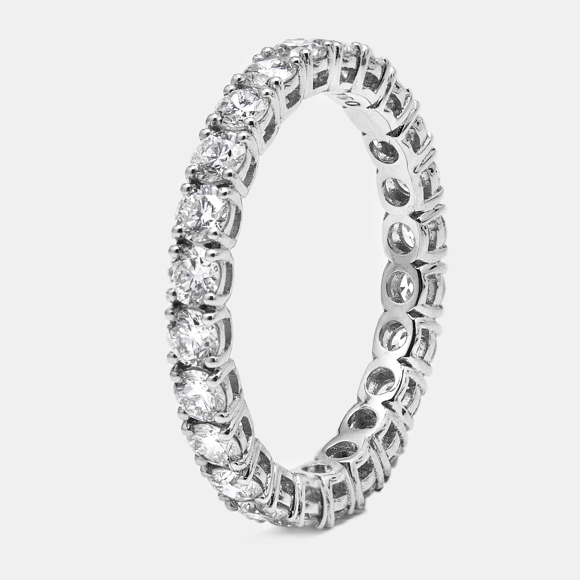 1.25 cts Round Brilliant Lab Grown Diamonds 18k White Gold Eternity Band Ring Size 52