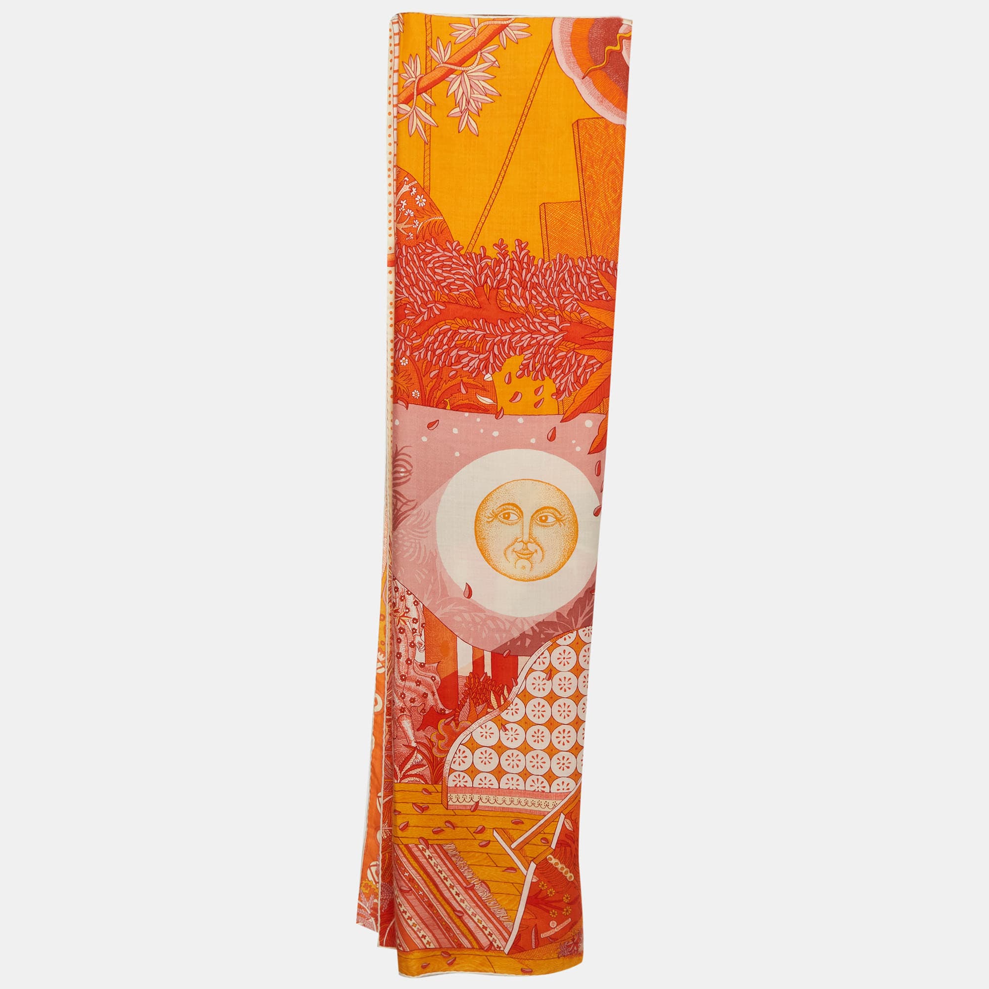 Herm&egrave;s Orange Acte III Scene I La Clairiere Cashmere & Silk Shawl