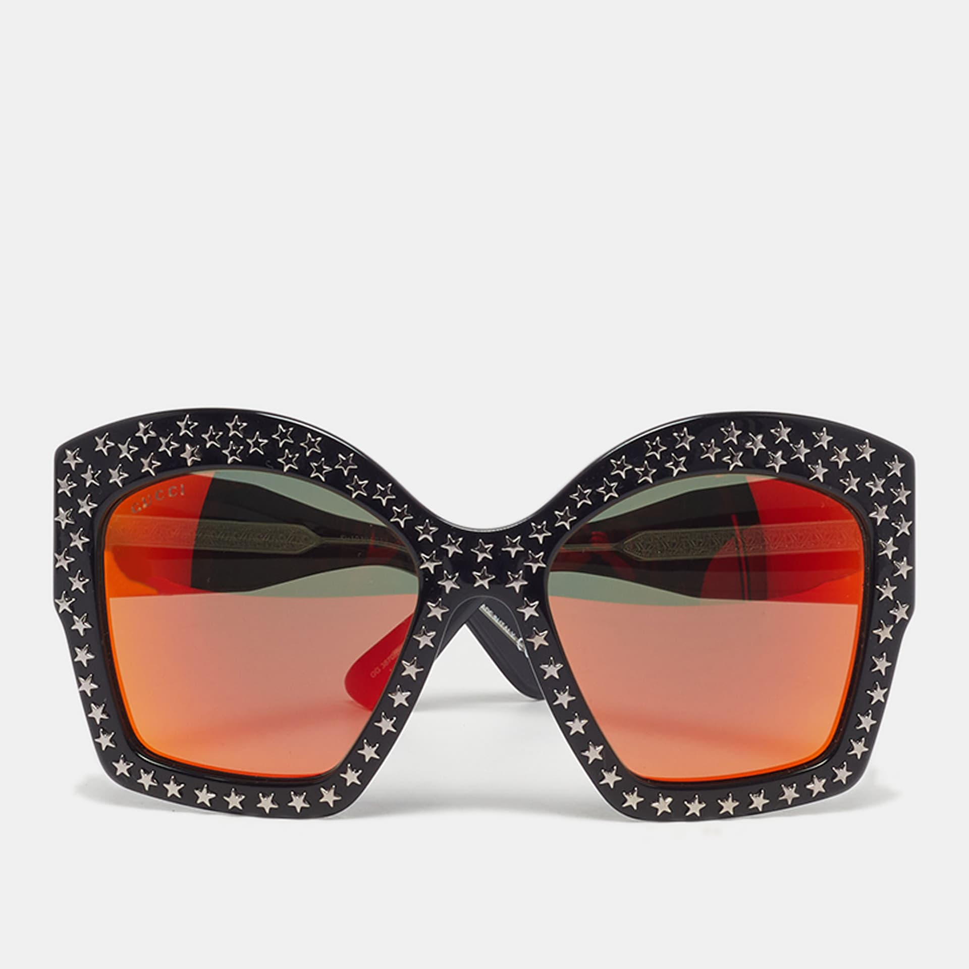 Gucci Black/Orange Mirrored GG3870/S Star Studded Butterfly Sunglasses