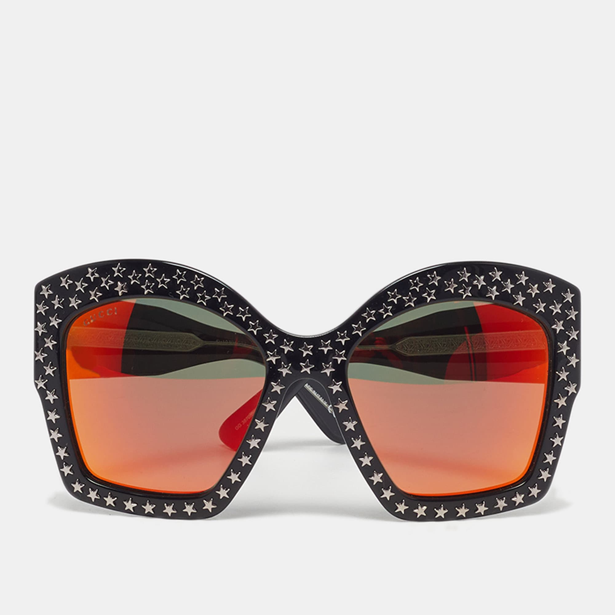 Gucci Black/Orange Mirrored GG3870/S Star Studded Butterfly Sunglasses