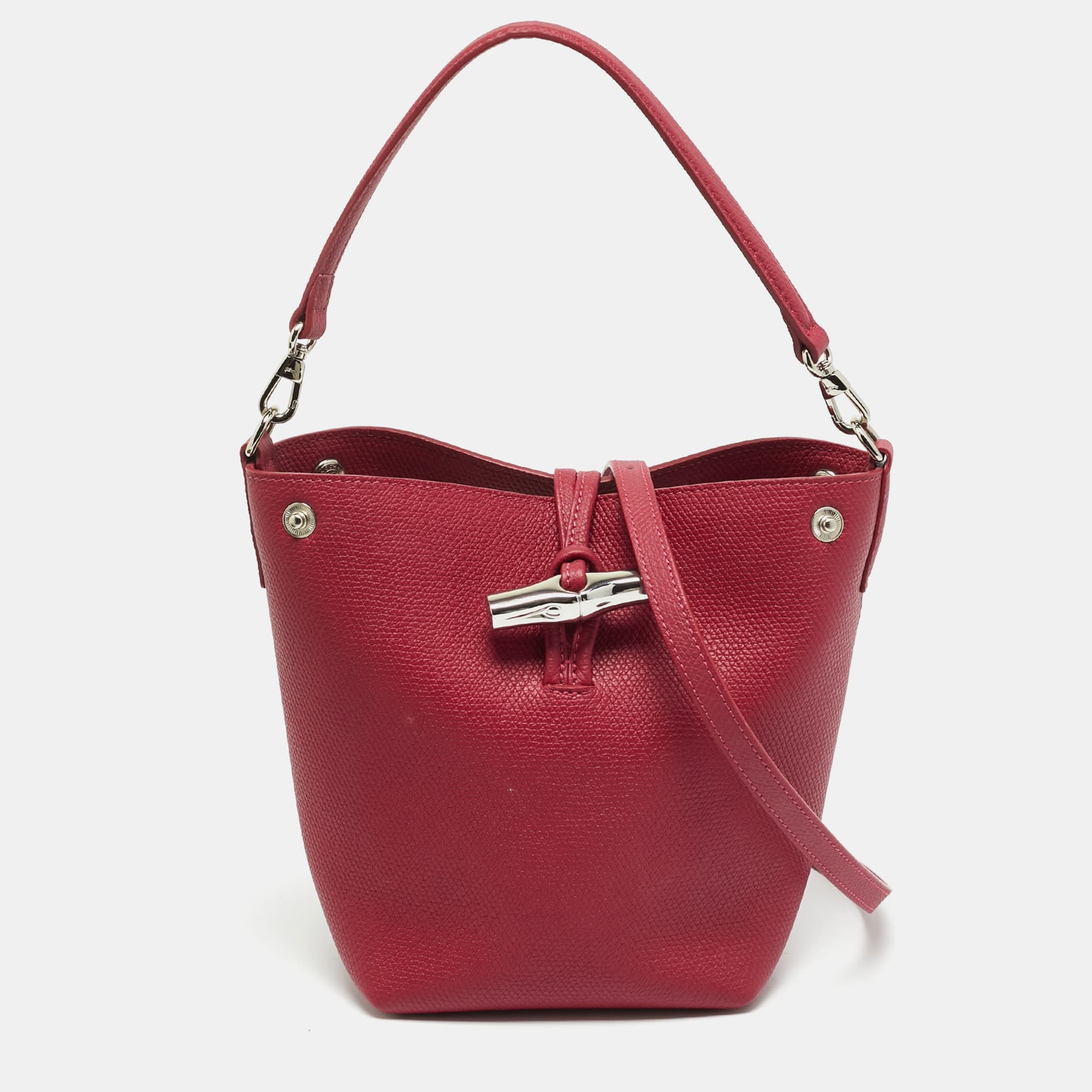 Longchamp Le Roseau Red Leather Hobo