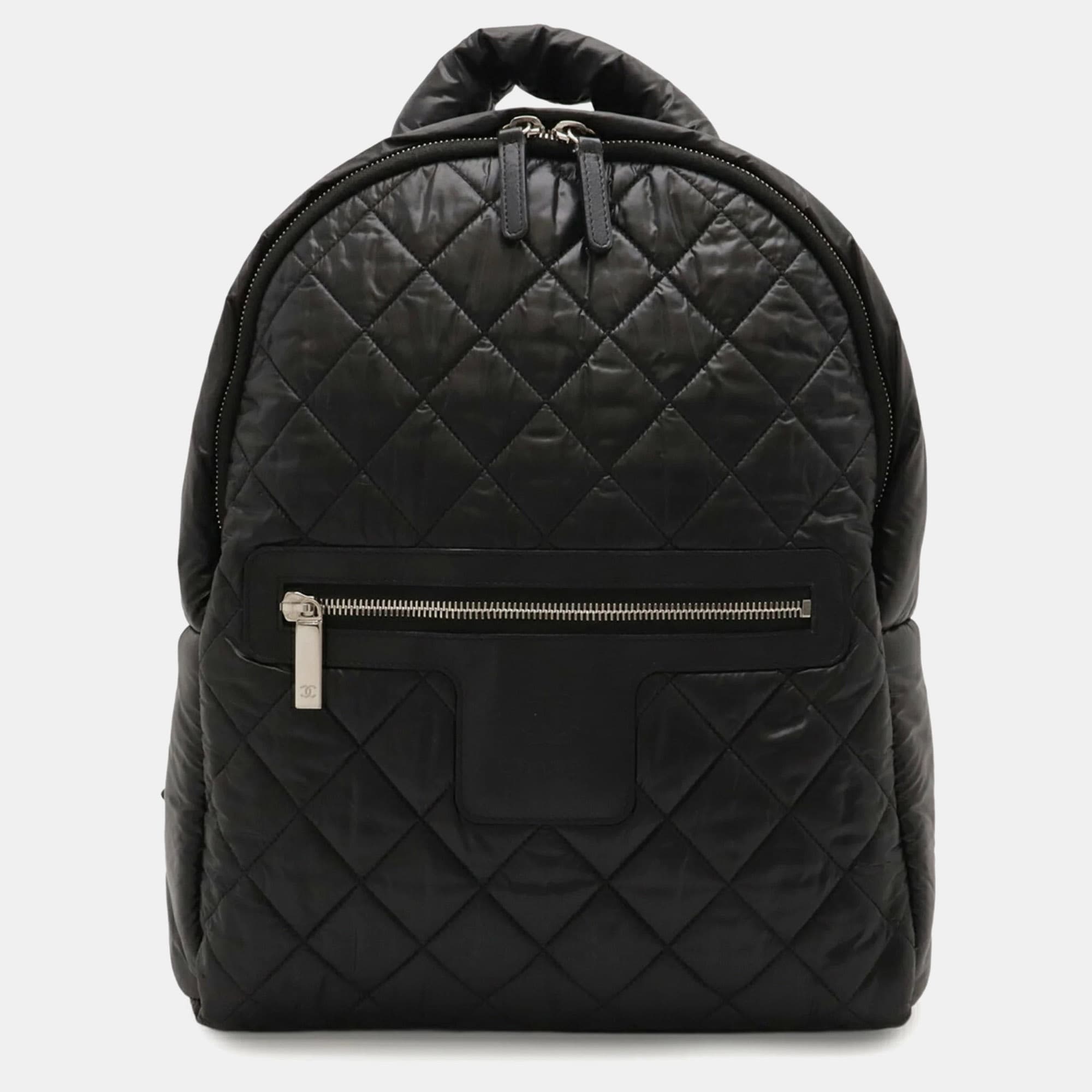Chanel Coco Cocoon Black and Bordeaux Quilted Nylon Leather Backpack
