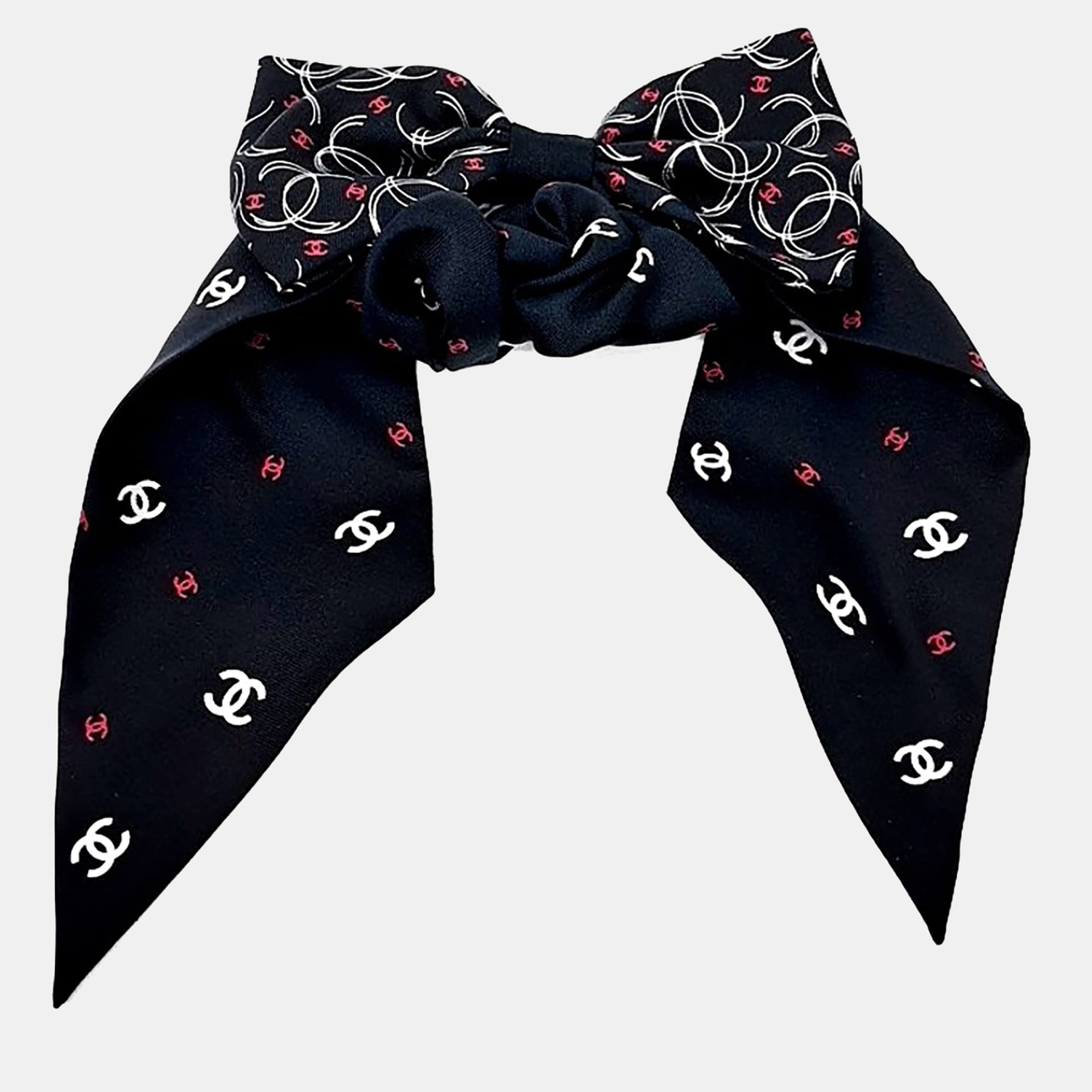 Chanel Black Bow Hilk Hair Scrunchie