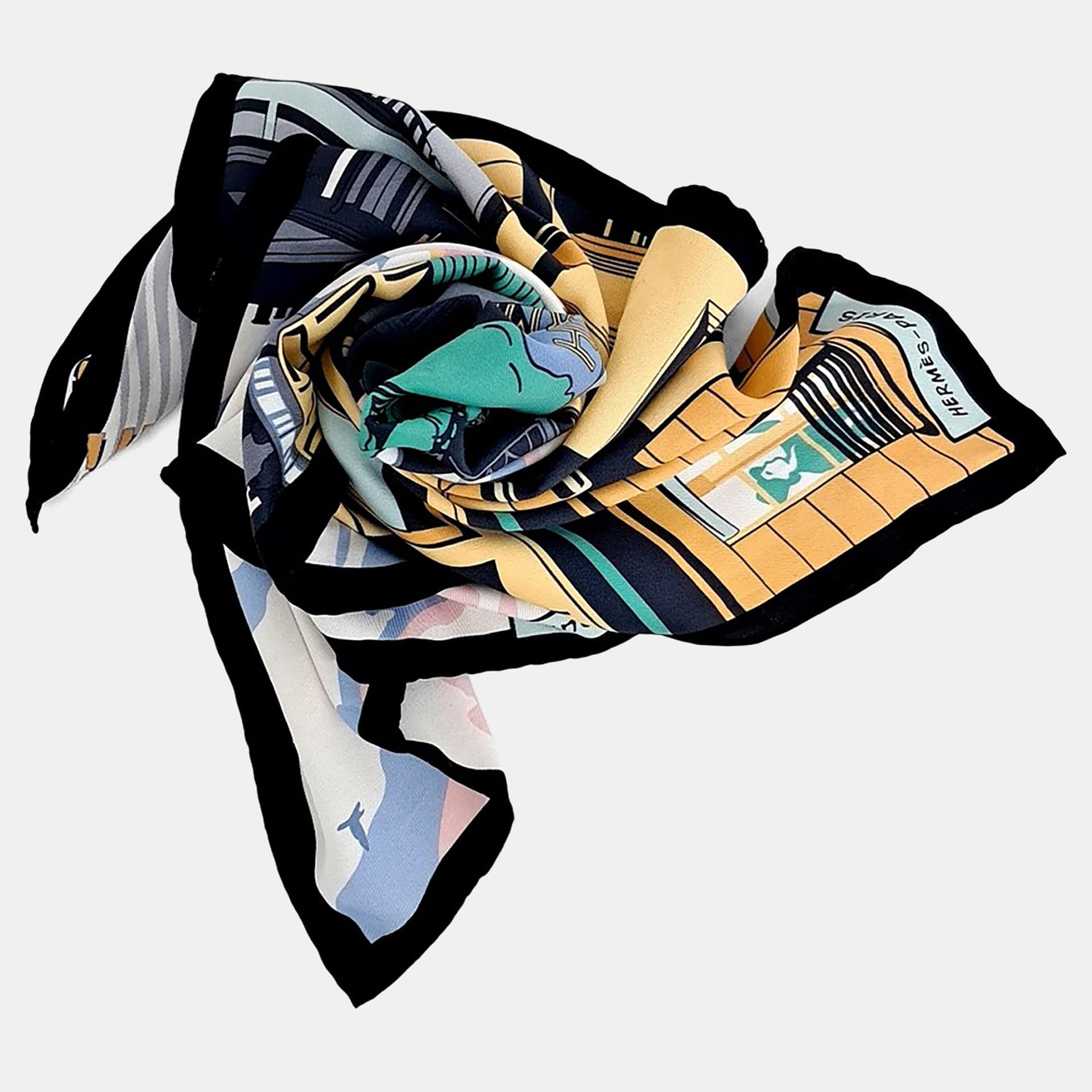 Hermes Multicolor Printed Silk Scarf