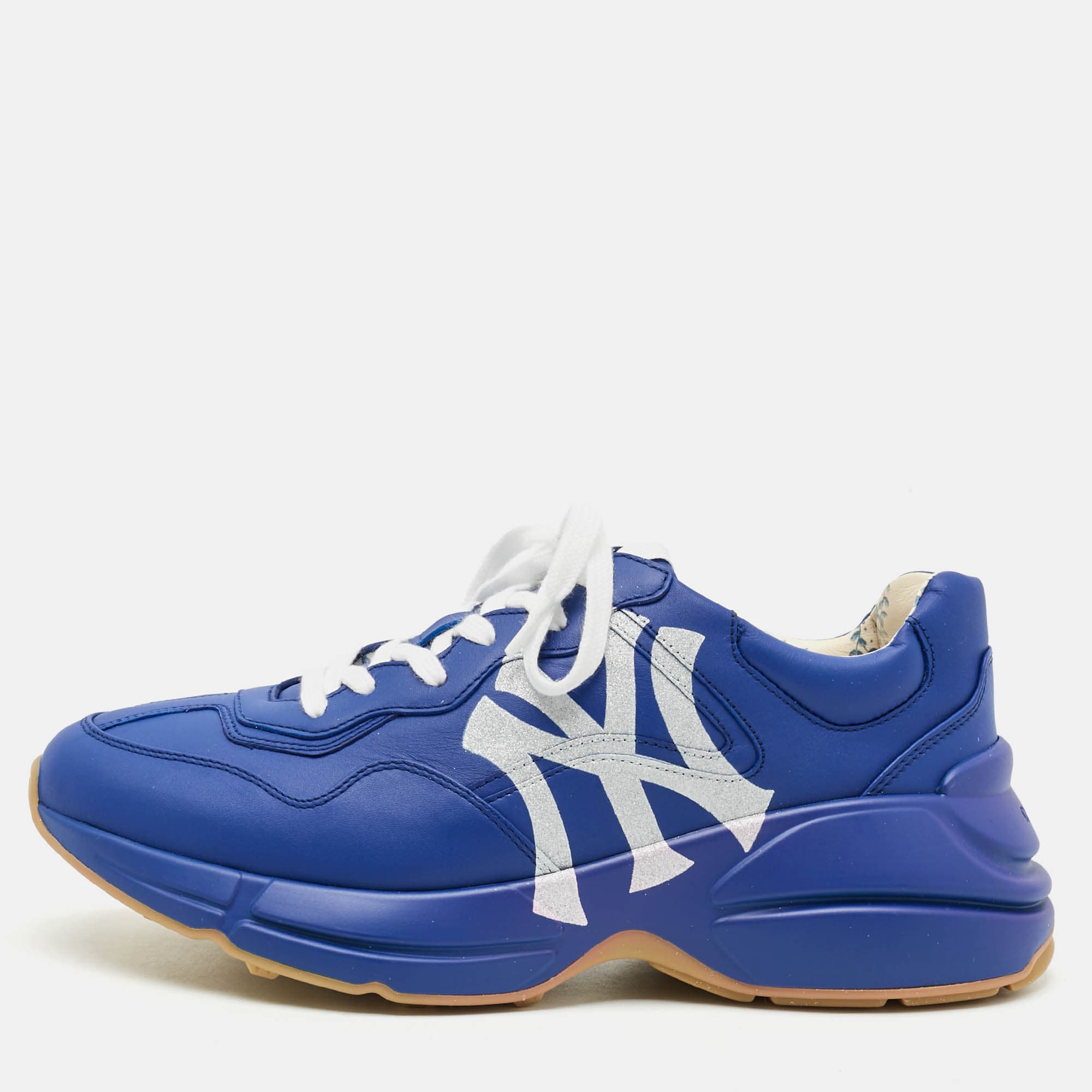 Gucci Rhyton Size 40.5 Blue Leather Sneakers
