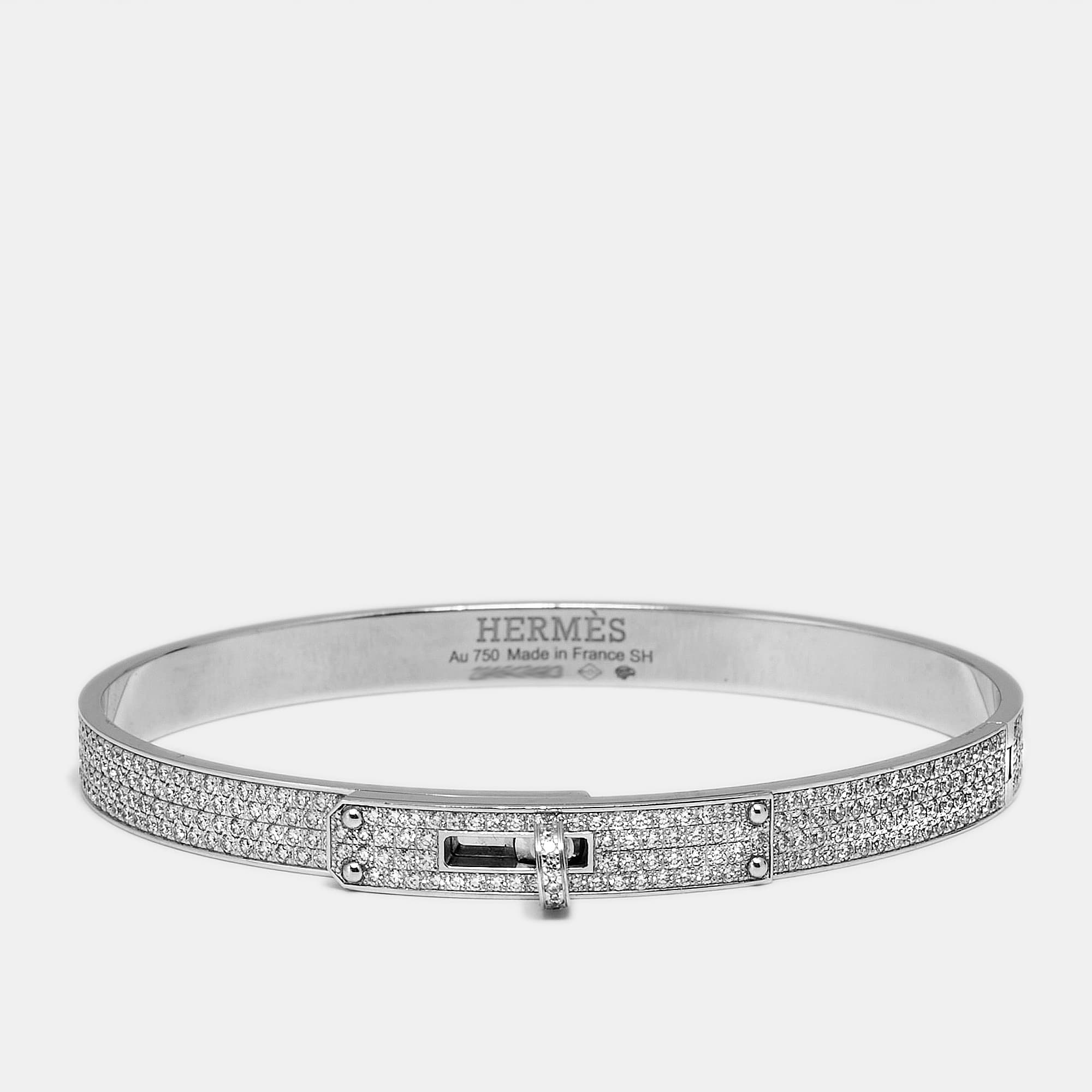 Herm&egrave;s Kelly Diamonds 18k White Gold Small Model Bracelet
