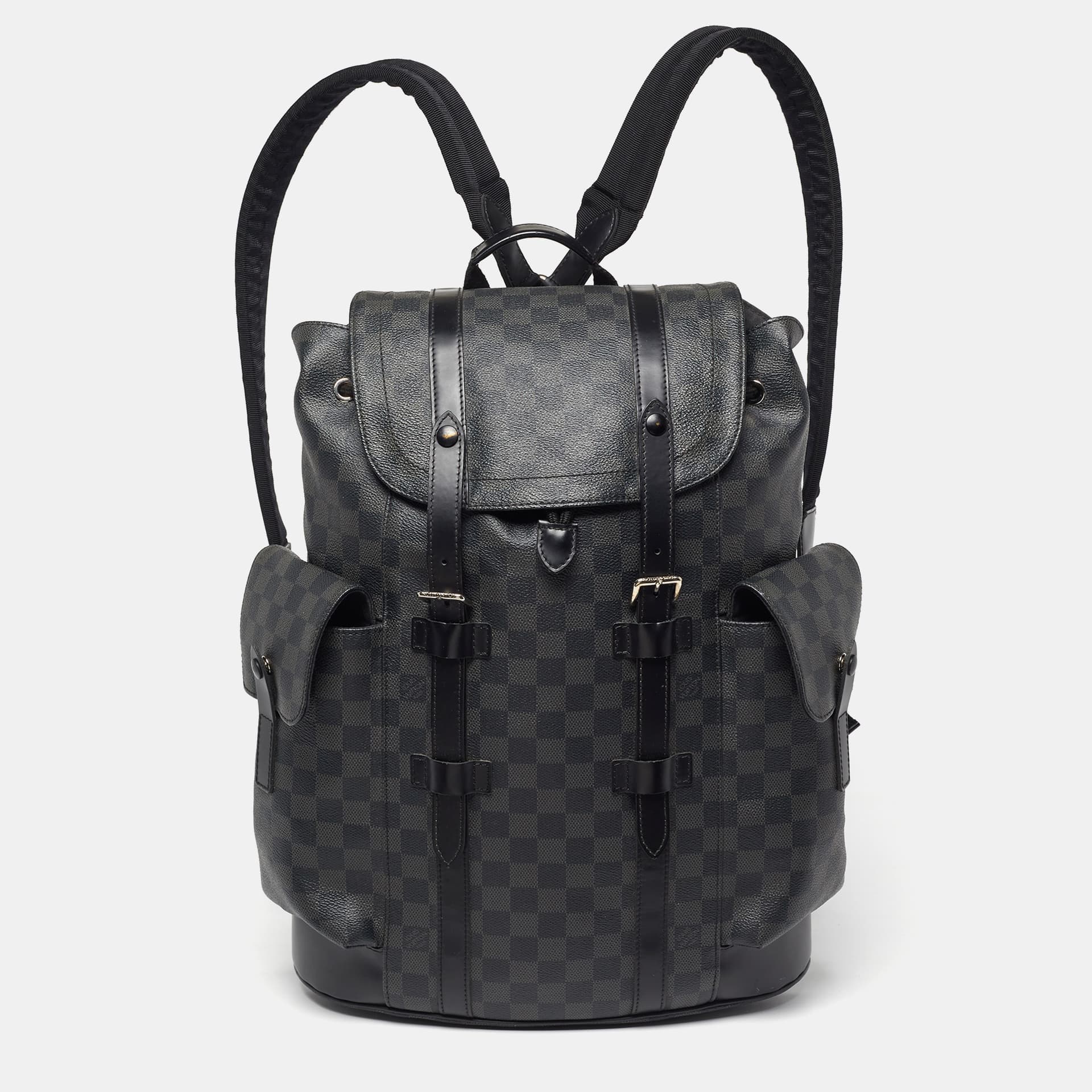 Louis Vuitton Christopher MM Black Damier Graphite Canvas Backpack