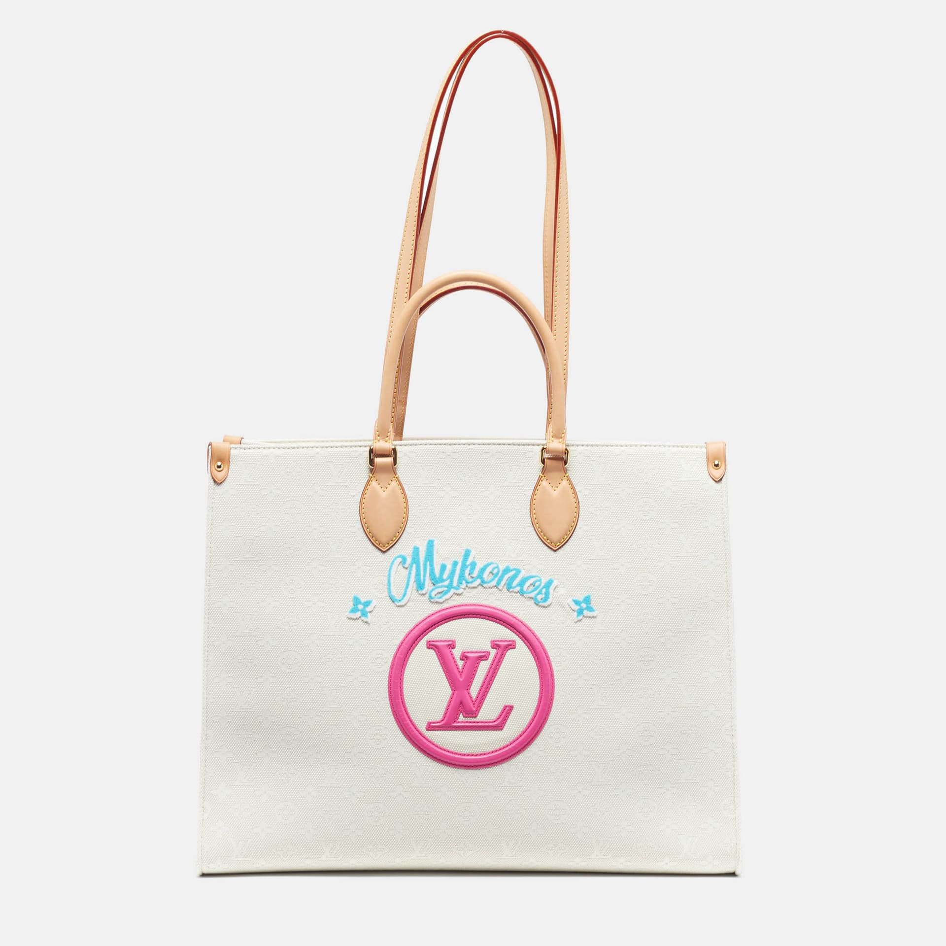 Louis Vuitton Onthego GM Mykonos Monogram Embroidered Tufted Jacquard Tote