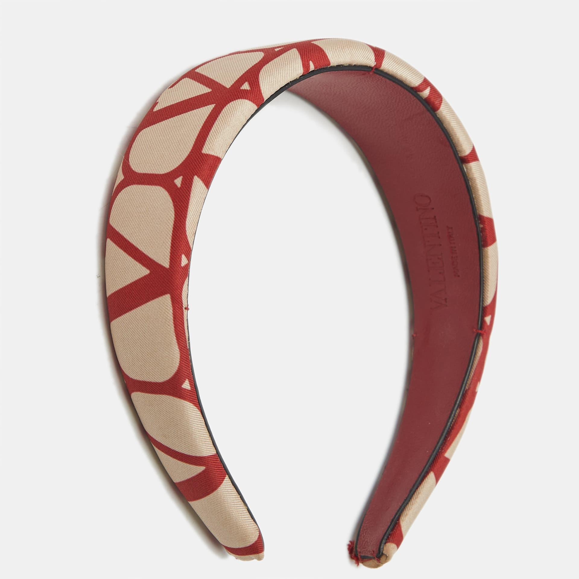 Valentino Red/Beige Toile Iconographe Silk Headband One Size