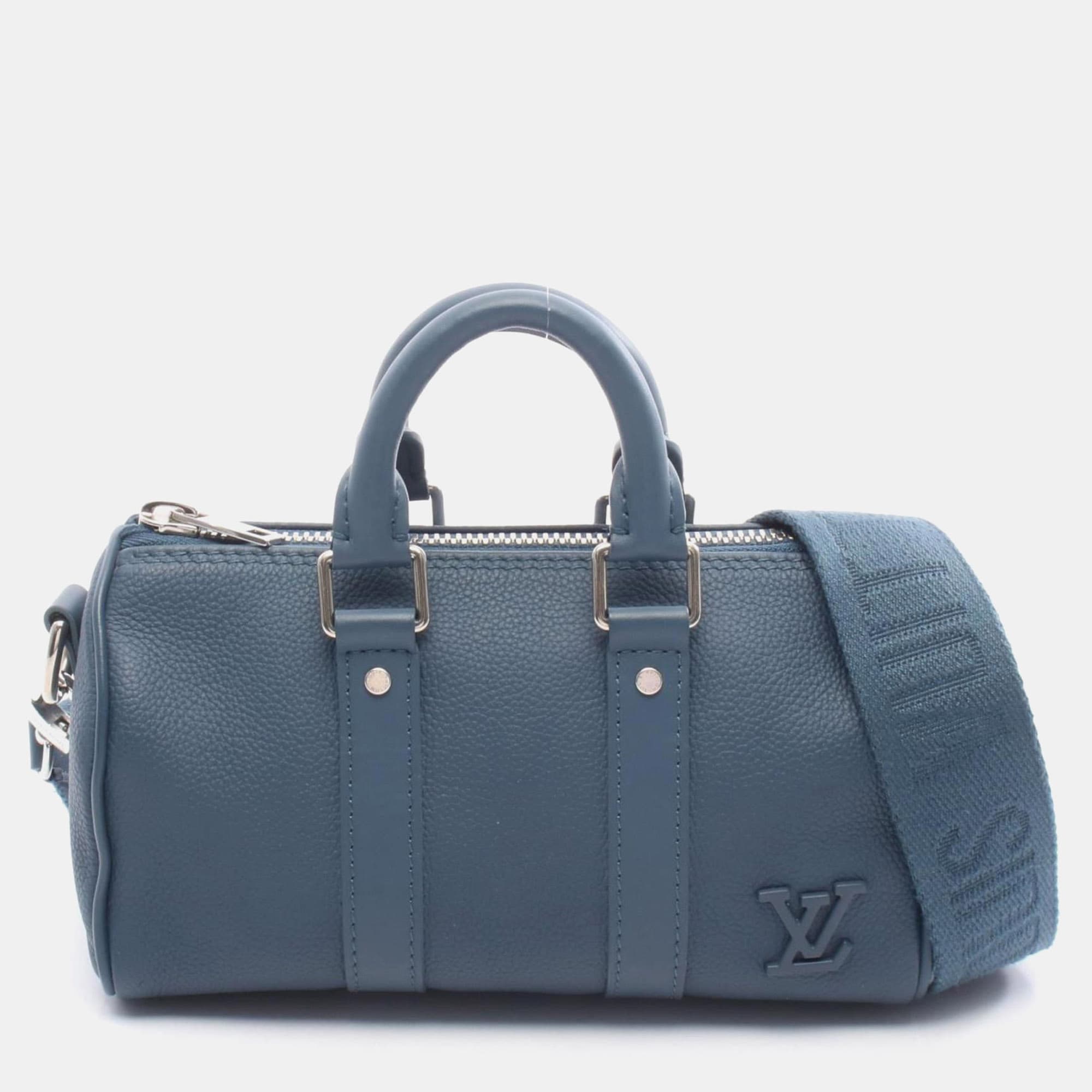 Louis Vuitton Keepall Aerogramme XS Blue Aerogramme Leather Duffel Bag